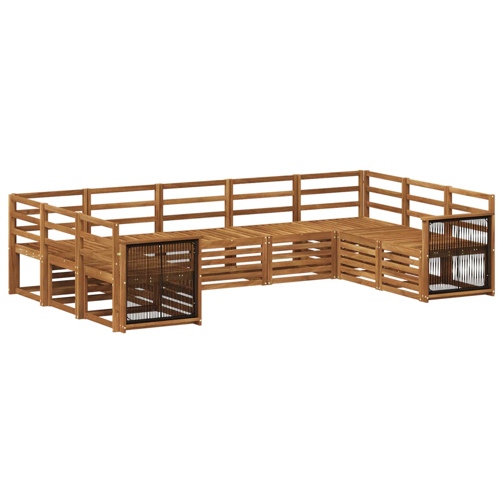 vidaXL Sofa-Sets 9 pcs Natuurlijk en Crème Massief Acaciahout