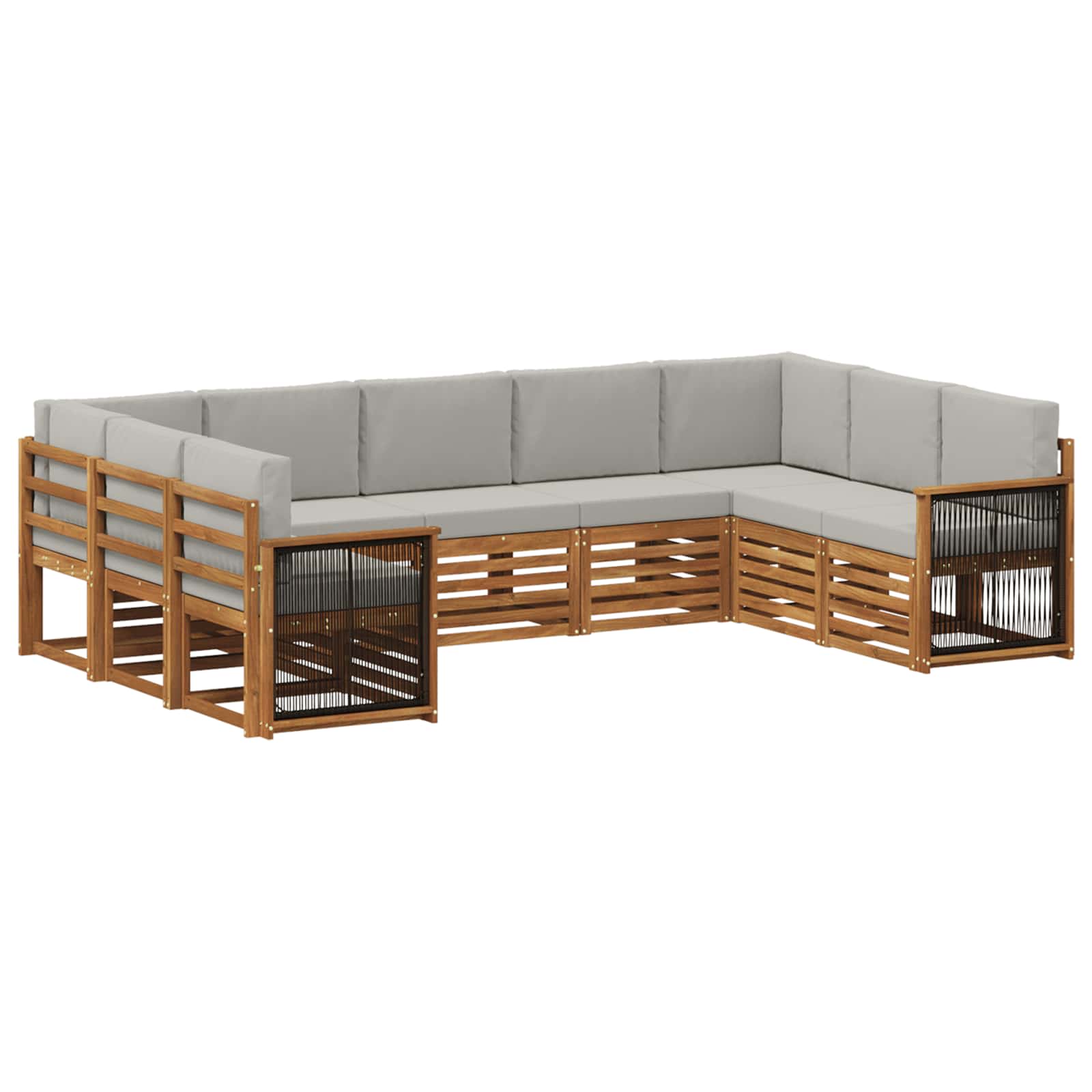 vidaXL Sofa-Sets 9 pcs Natuurlijk en Crème Massief Acaciahout