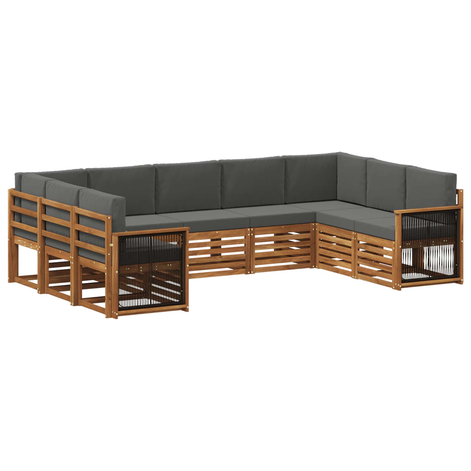 vidaXL Sofa-Sets 9 pcs Natuurlijk en Crème Massief Acaciahout