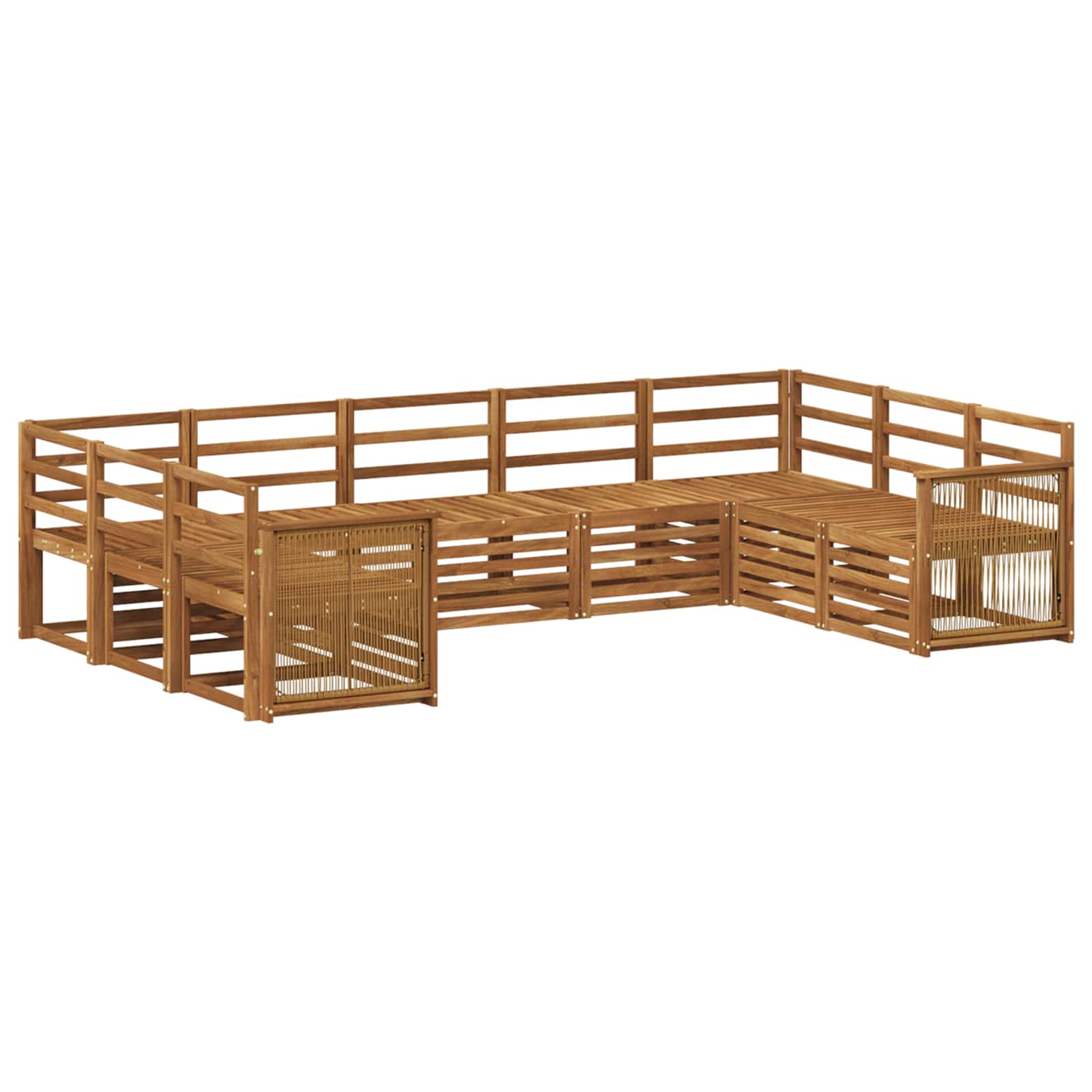 vidaXL Sofa-Sets 9 pcs Natuurlijk en Crème Massief Acaciahout