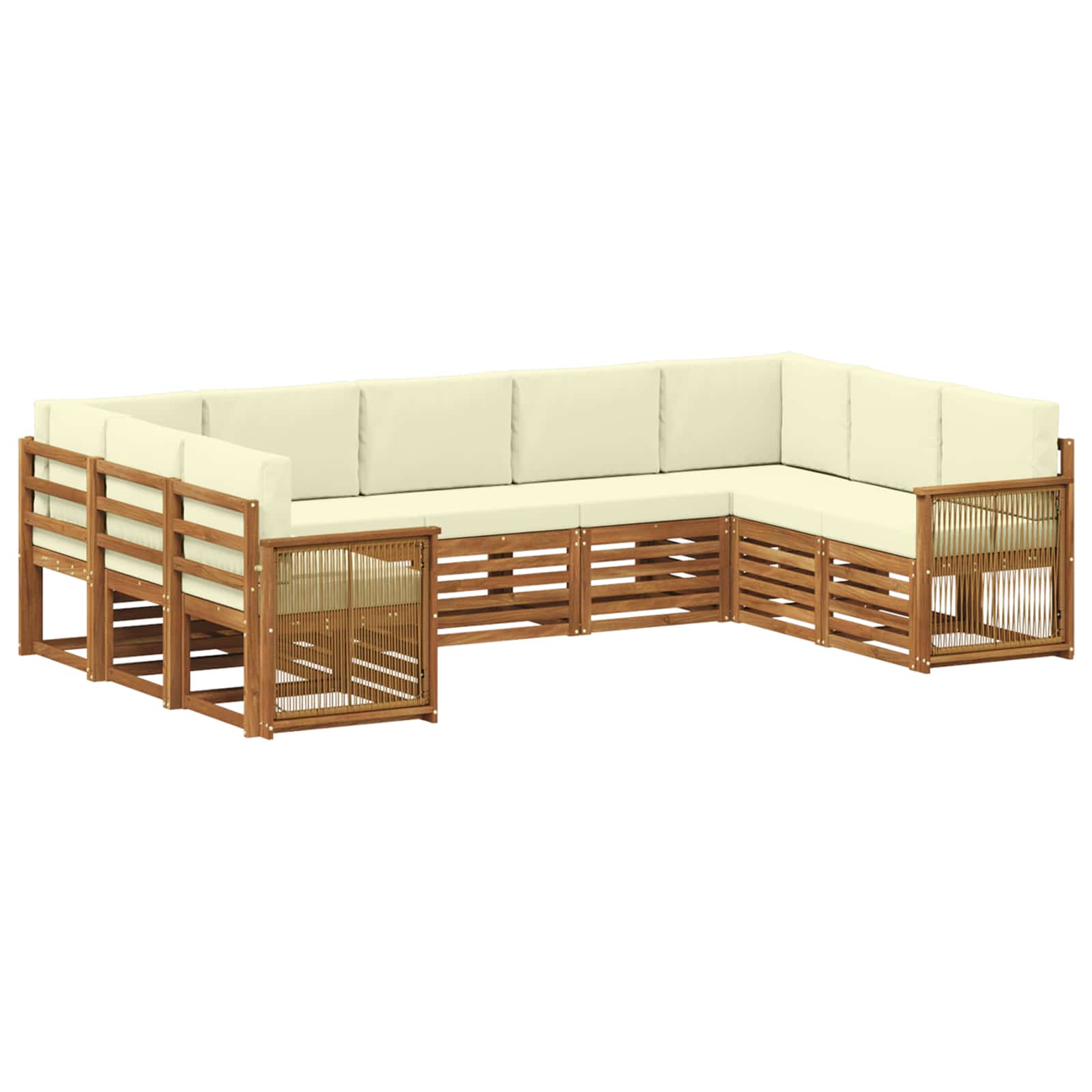 vidaXL Sofa-Sets 9 pcs Natuurlijk en Crème Massief Acaciahout