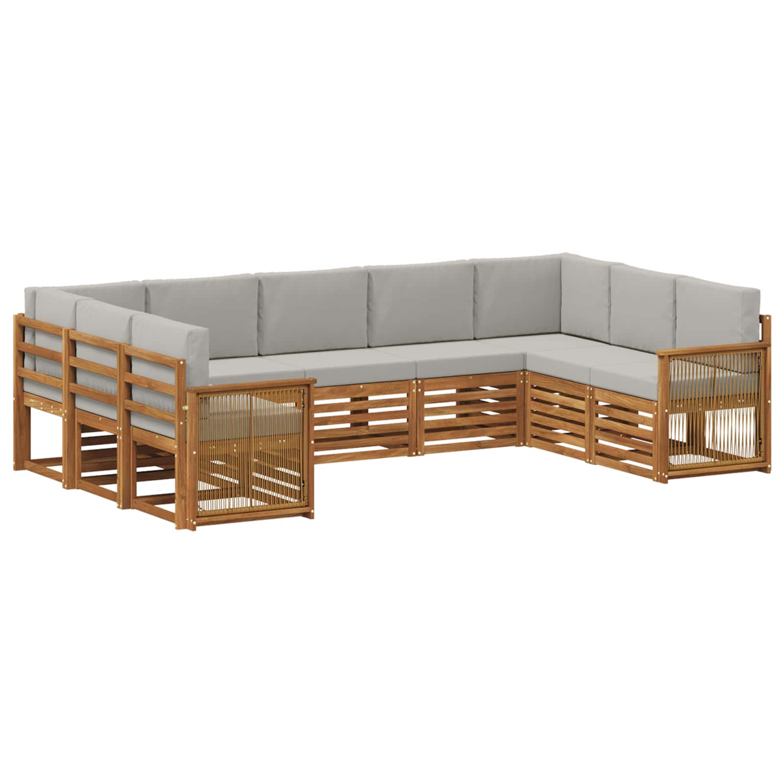 vidaXL Sofa-Sets 9 pcs Natuurlijk en Crème Massief Acaciahout