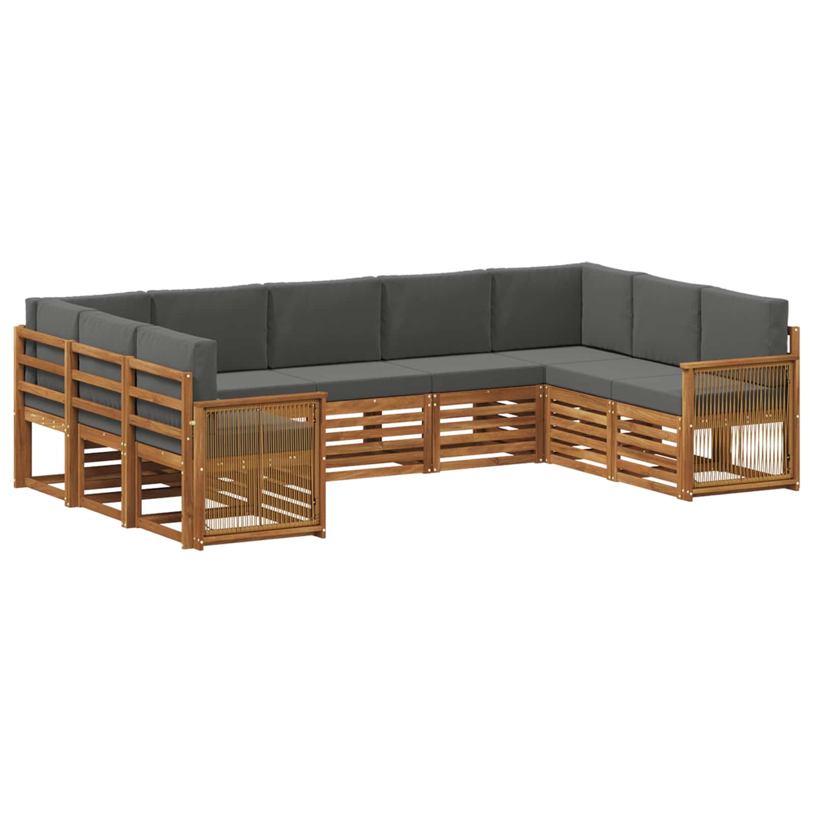 vidaXL Sofa-Sets 9 pcs Natuurlijk en Crème Massief Acaciahout