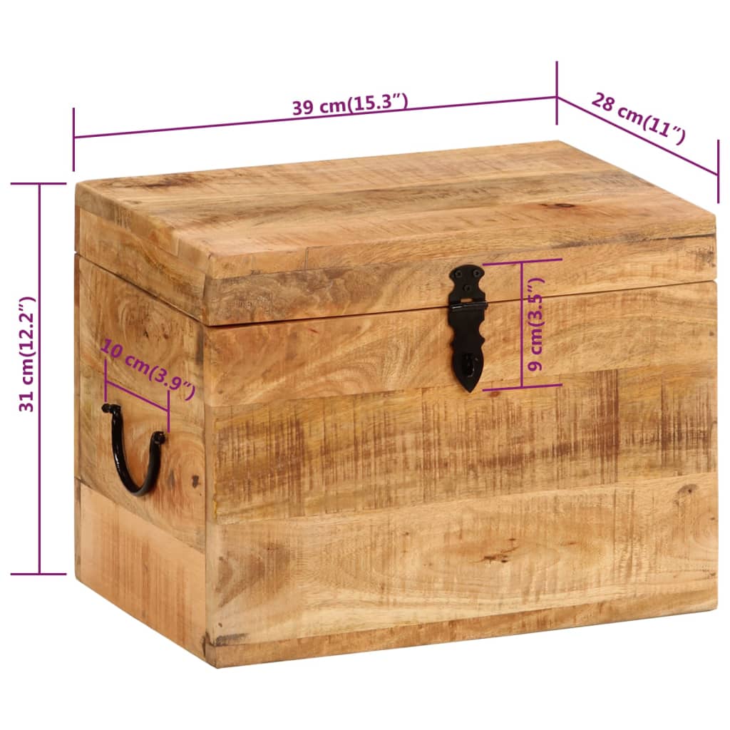 vidaXL Opbergbox 39x28x31 cm massief mangohout - Aashly