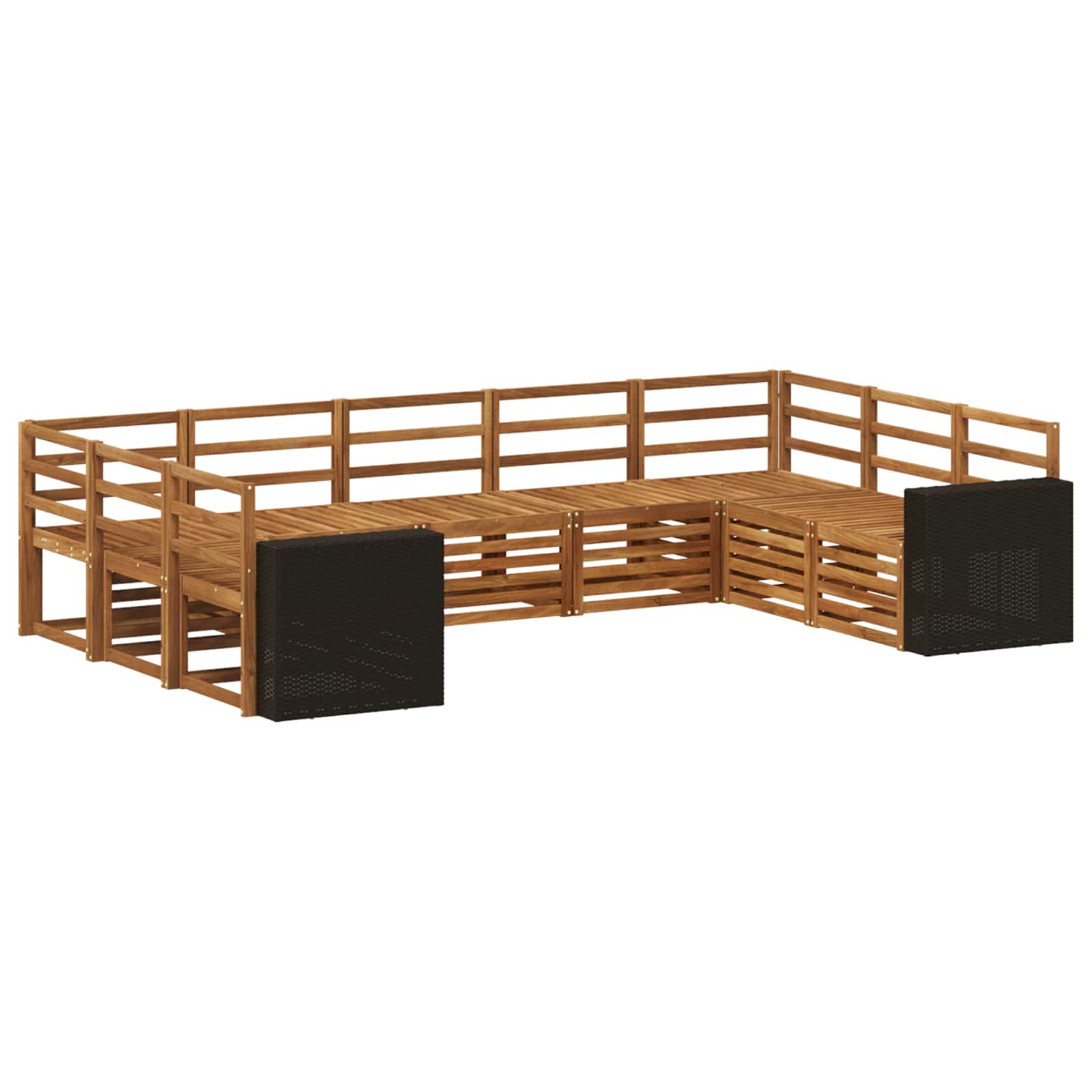 vidaXL Sofa-Sets 9 pcs Natuurlijk en Crème Massief Acaciahout