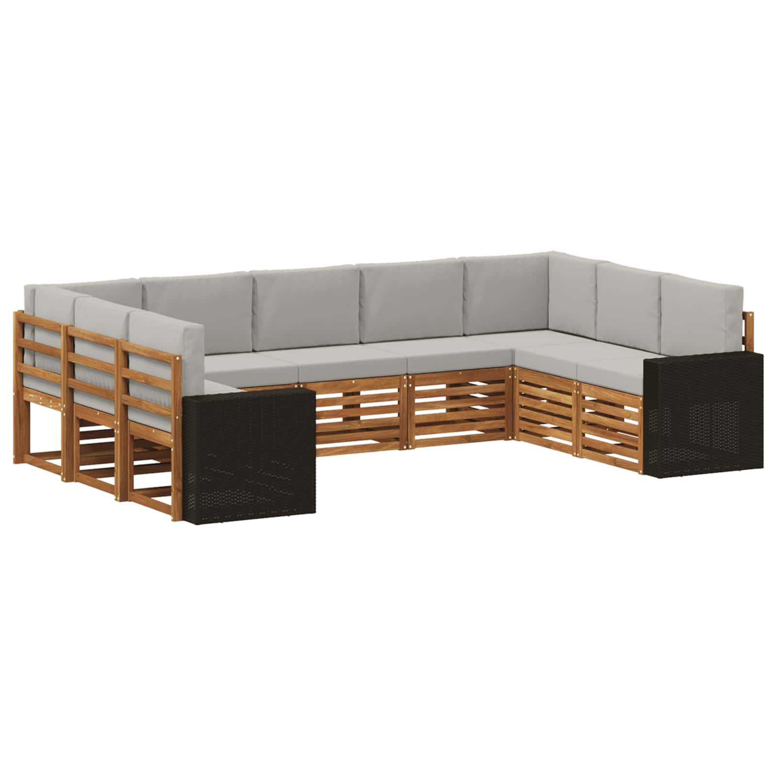 vidaXL Sofa-Sets 9 pcs Natuurlijk en Crème Massief Acaciahout
