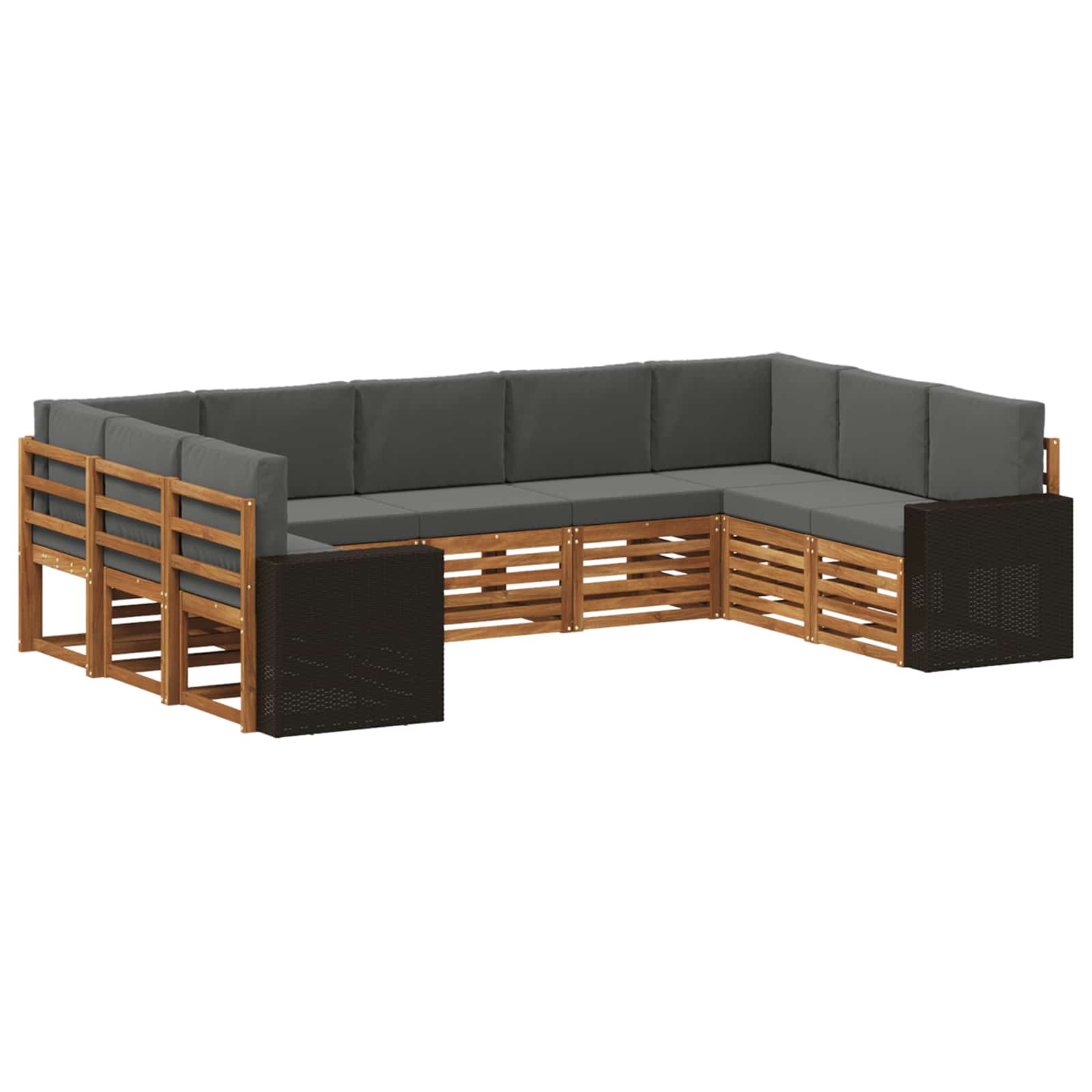 vidaXL Sofa-Sets 9 pcs Natuurlijk en Crème Massief Acaciahout