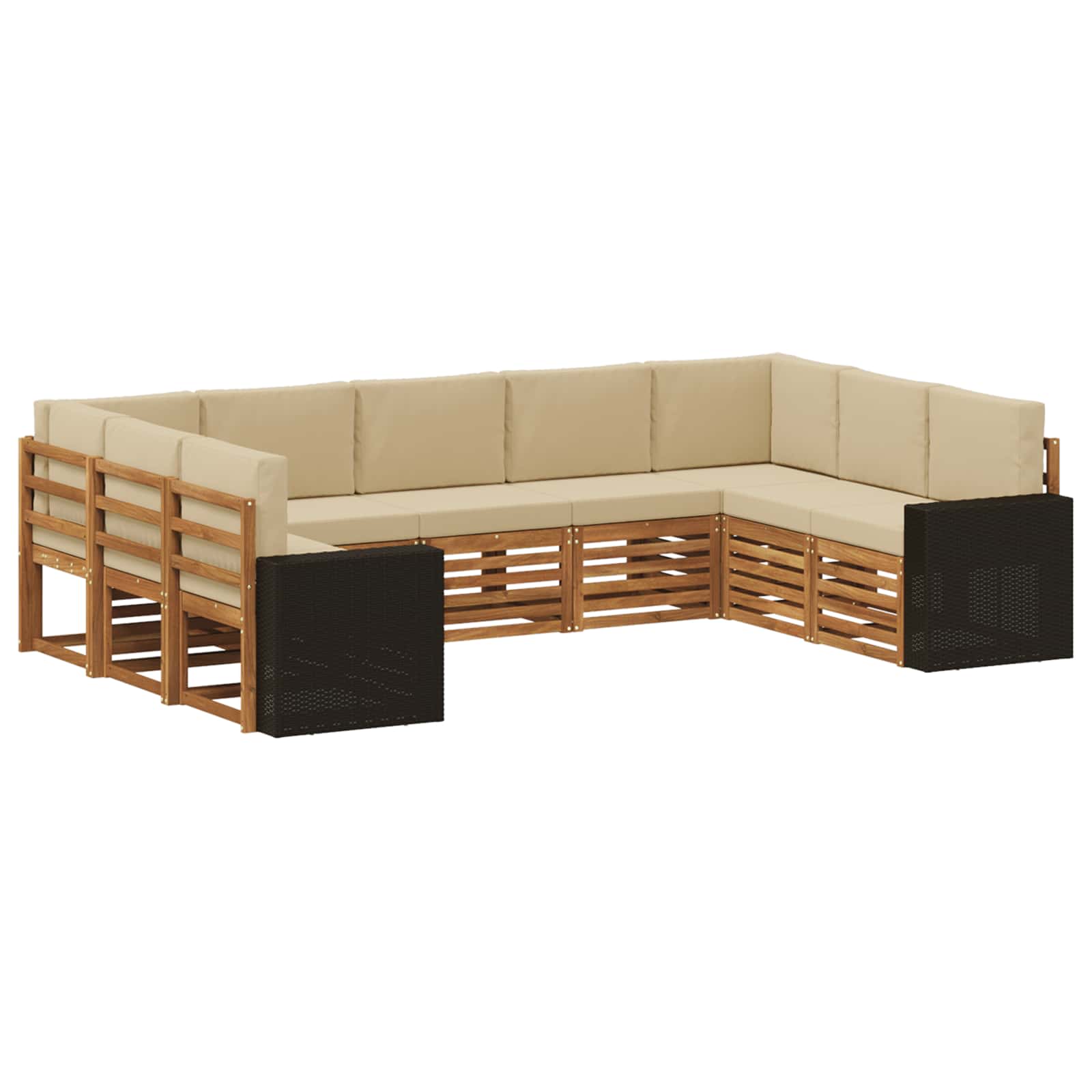 vidaXL Sofa-Sets 9 pcs Natuurlijk en Crème Massief Acaciahout