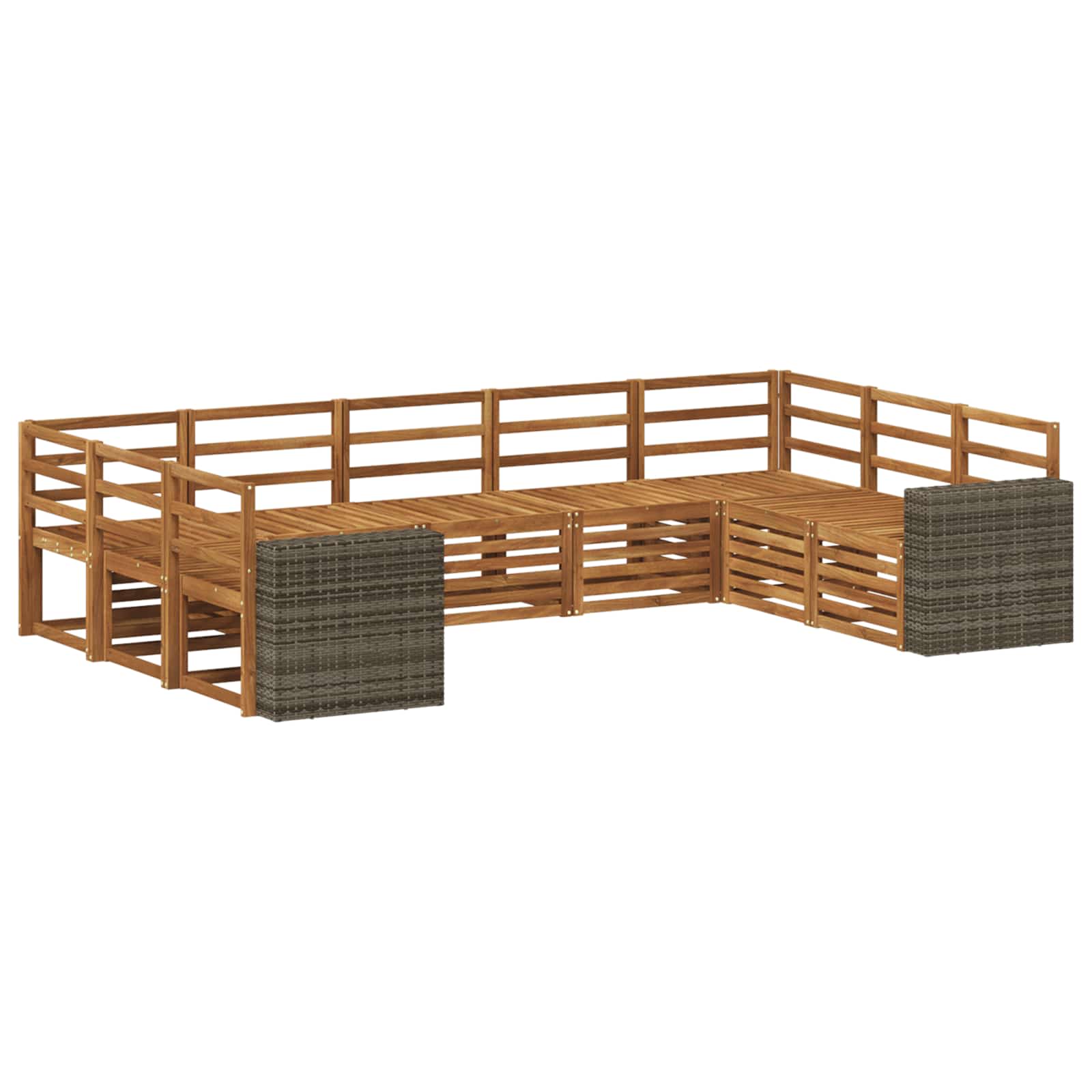 vidaXL Sofa-Sets 9 pcs Natuurlijk en Crème Massief Acaciahout