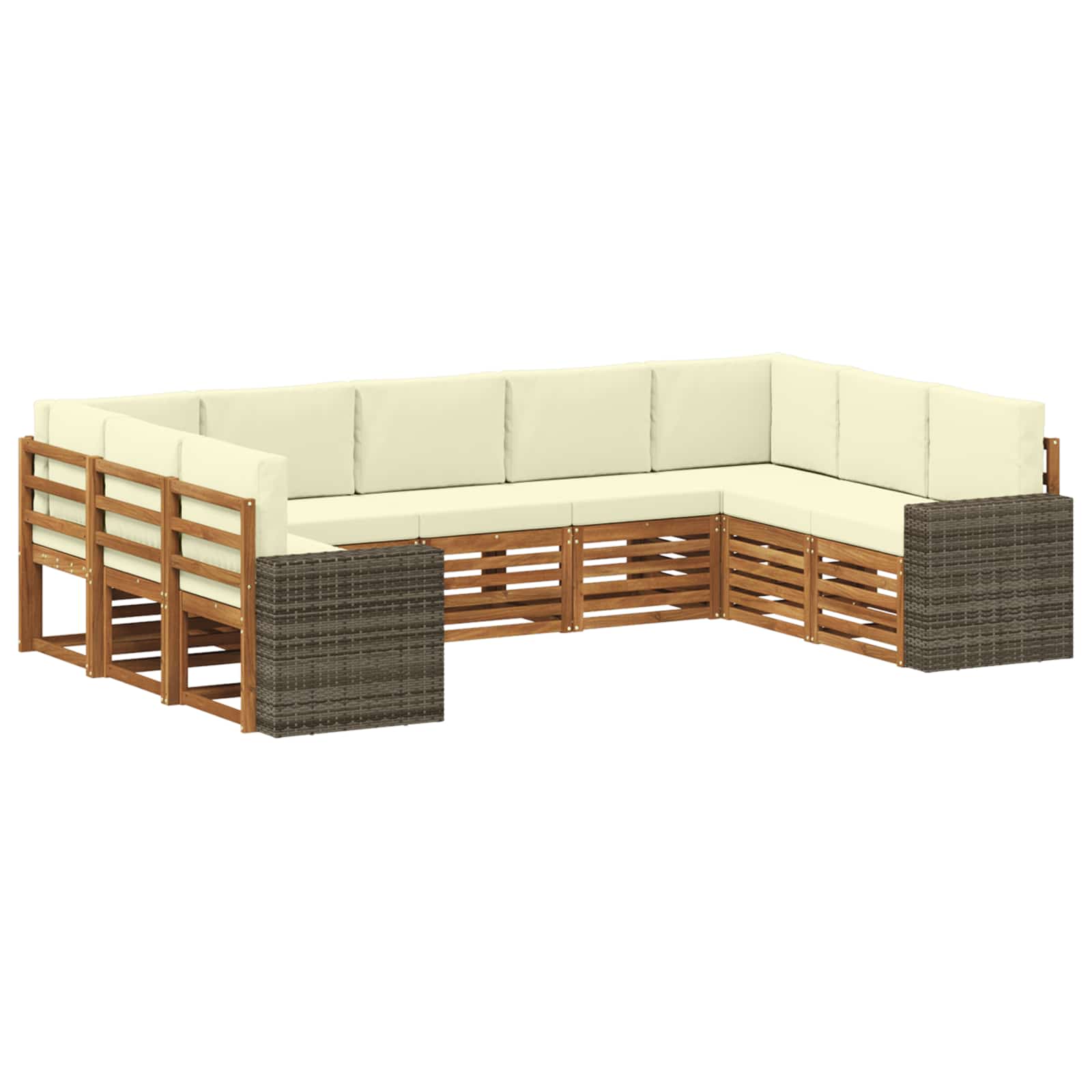 vidaXL Sofa-Sets 9 pcs Natuurlijk en Crème Massief Acaciahout