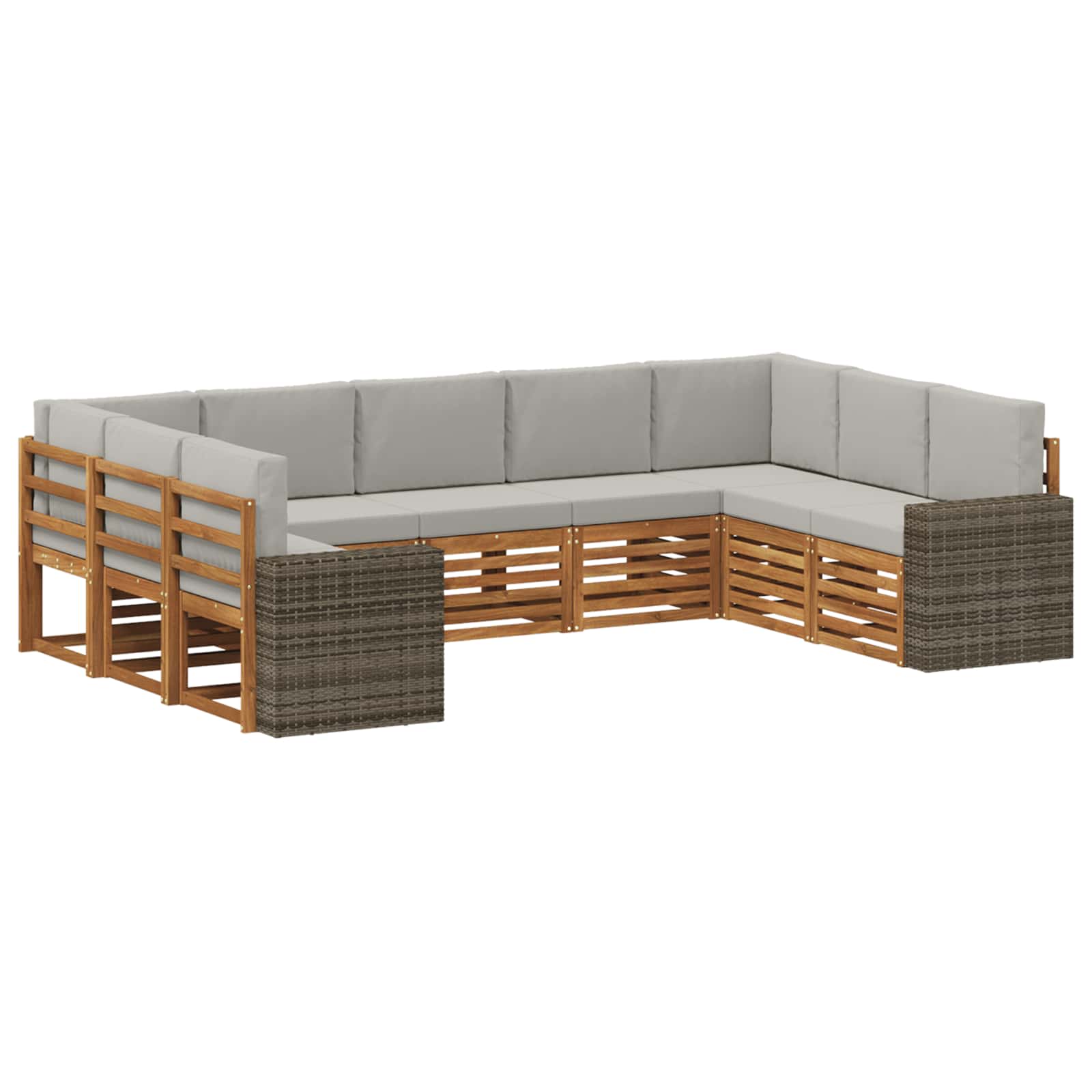 vidaXL Sofa-Sets 9 pcs Natuurlijk en Crème Massief Acaciahout