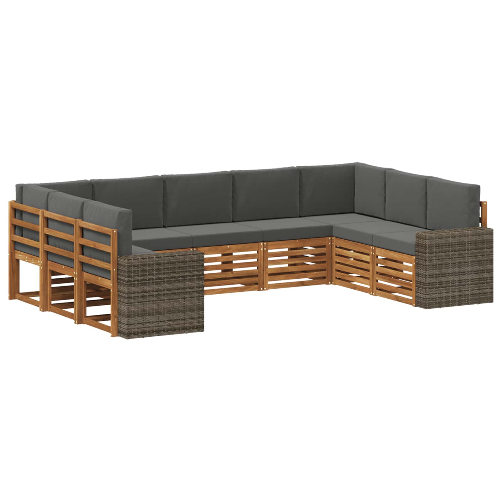 vidaXL Sofa-Sets 9 pcs Natuurlijk en Crème Massief Acaciahout