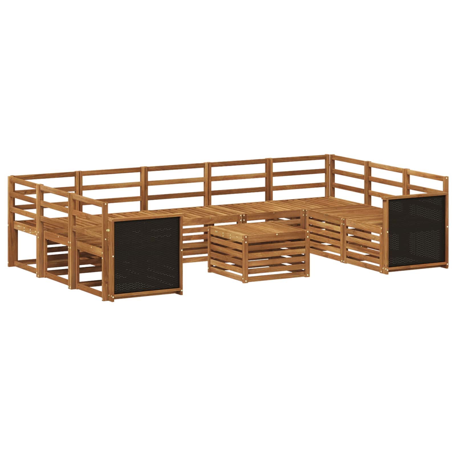 vidaXL Sofa-Sets 10 pcs Natuurlijk en Crème Massief Acaciahout