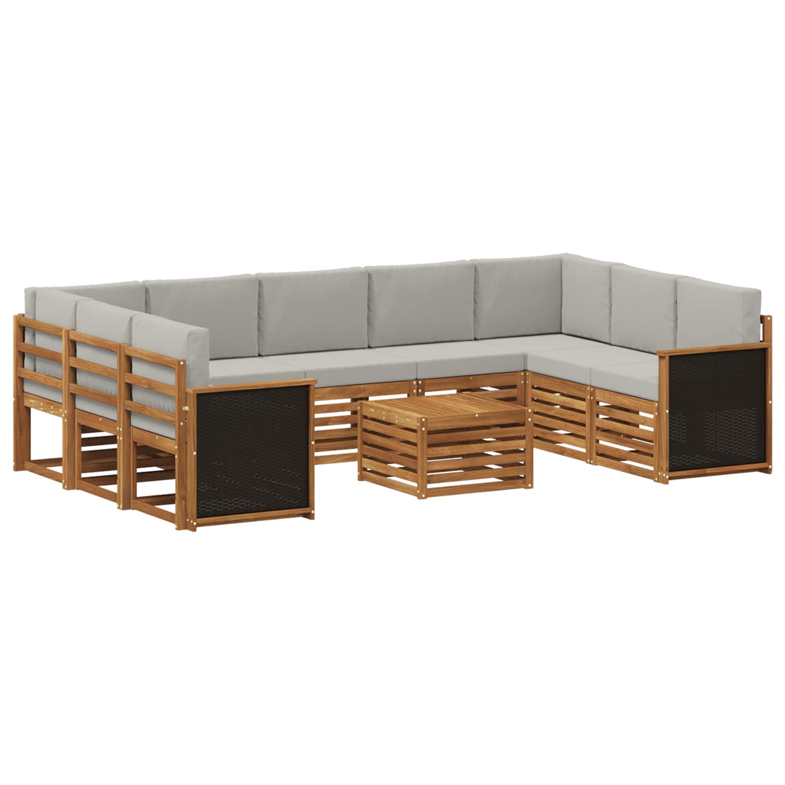 vidaXL Sofa-Sets 10 pcs Natuurlijk en Crème Massief Acaciahout