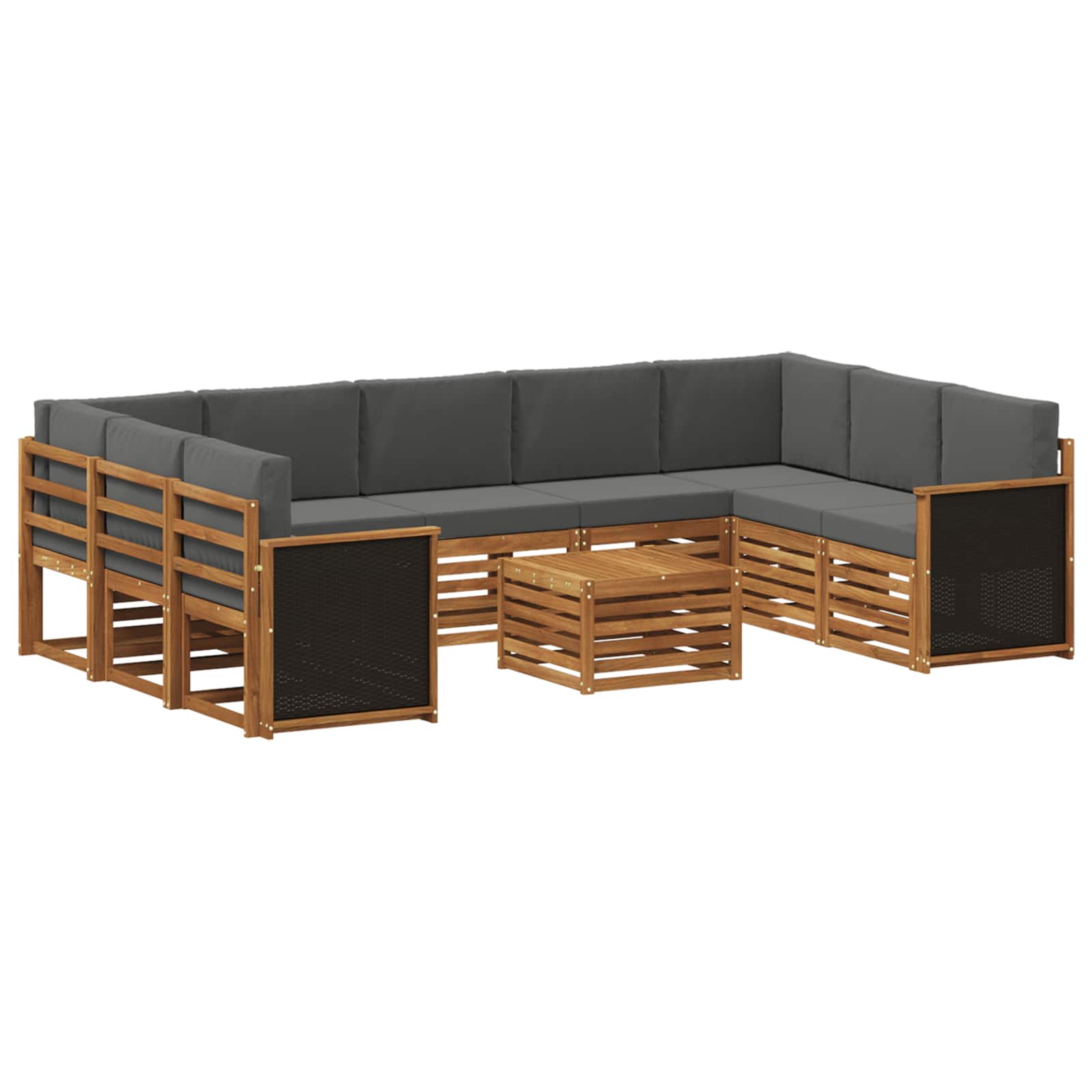 vidaXL Sofa-Sets 10 pcs Natuurlijk en Crème Massief Acaciahout