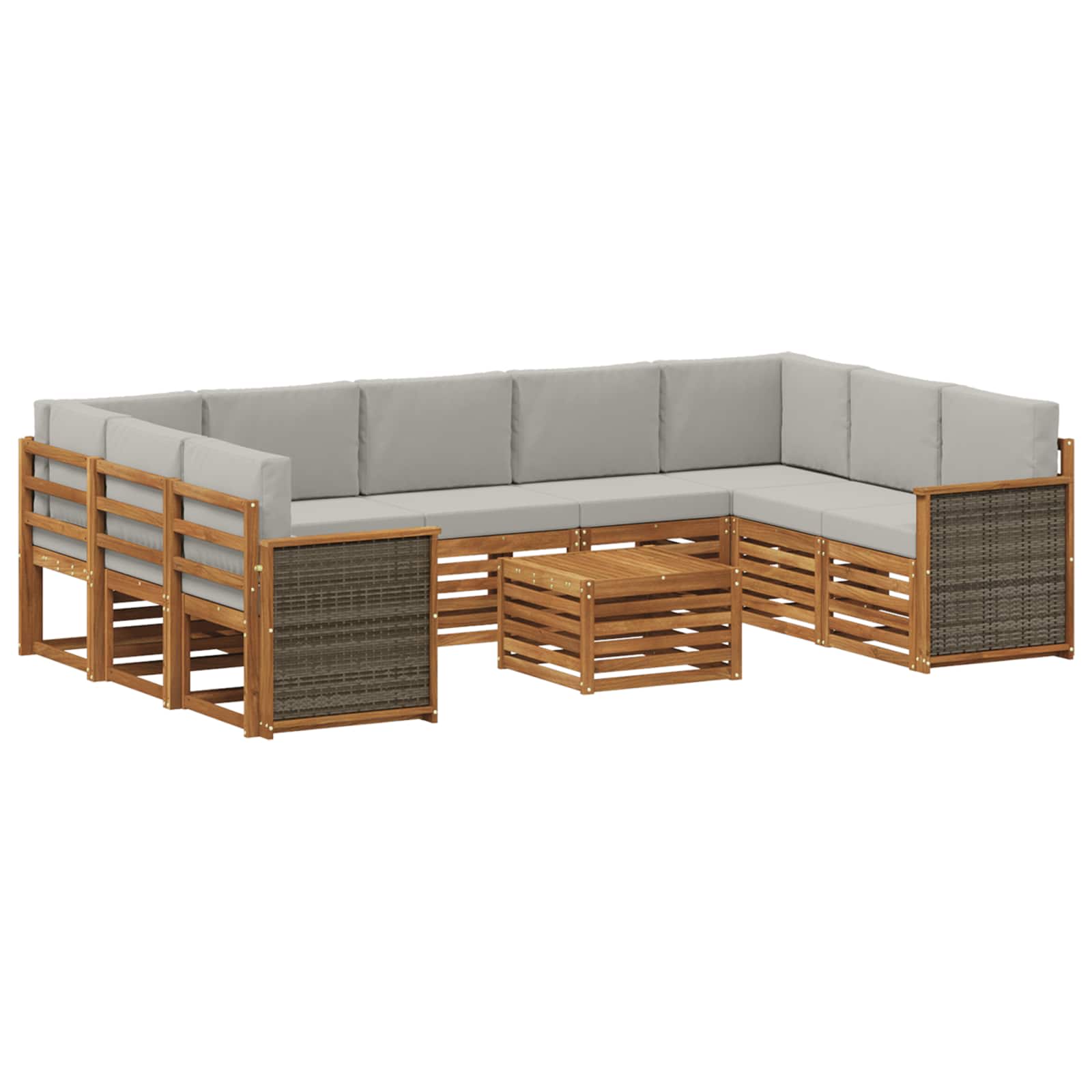 vidaXL Sofa-Sets 10 pcs Natuurlijk en Crème Massief Acaciahout
