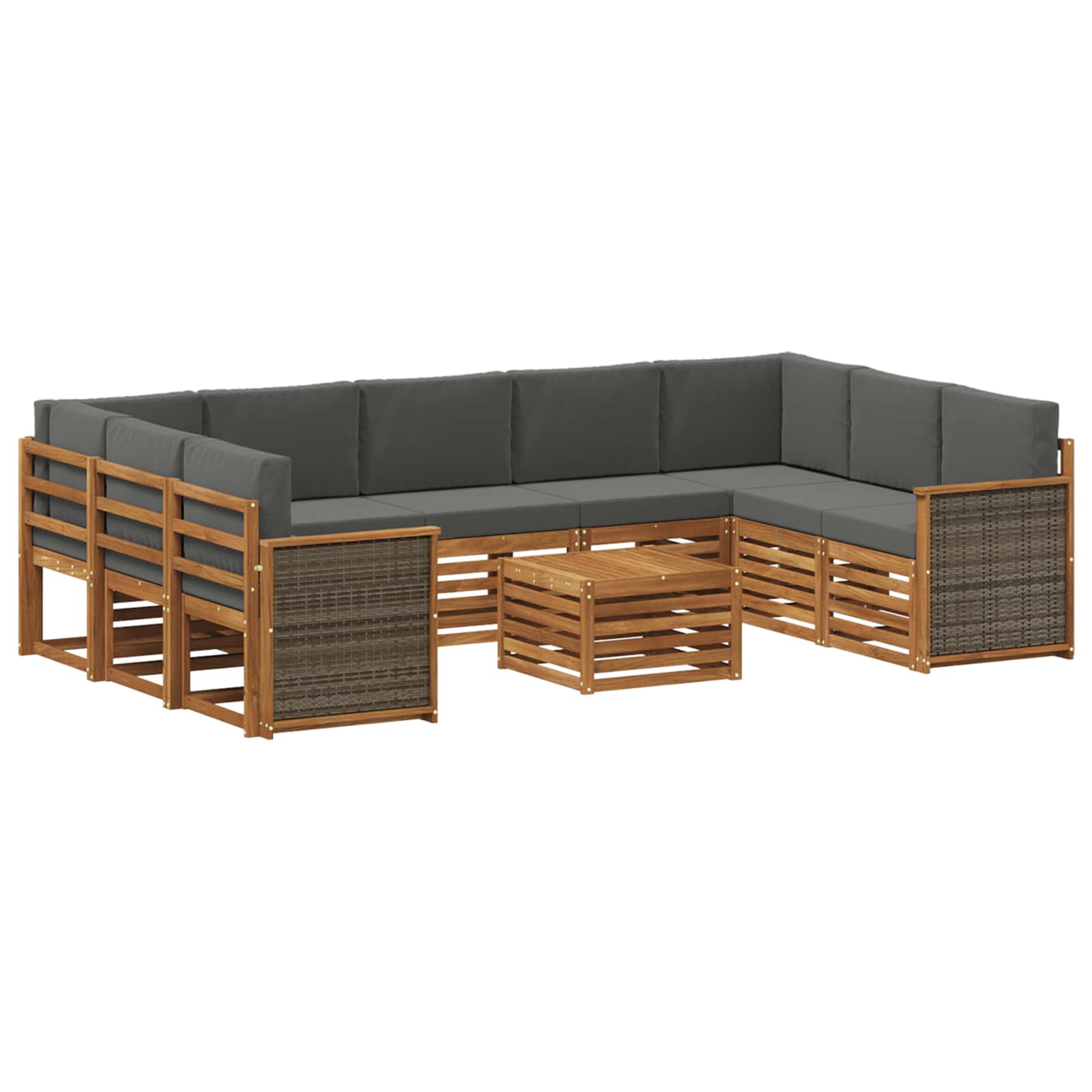 vidaXL Sofa-Sets 10 pcs Natuurlijk en Crème Massief Acaciahout