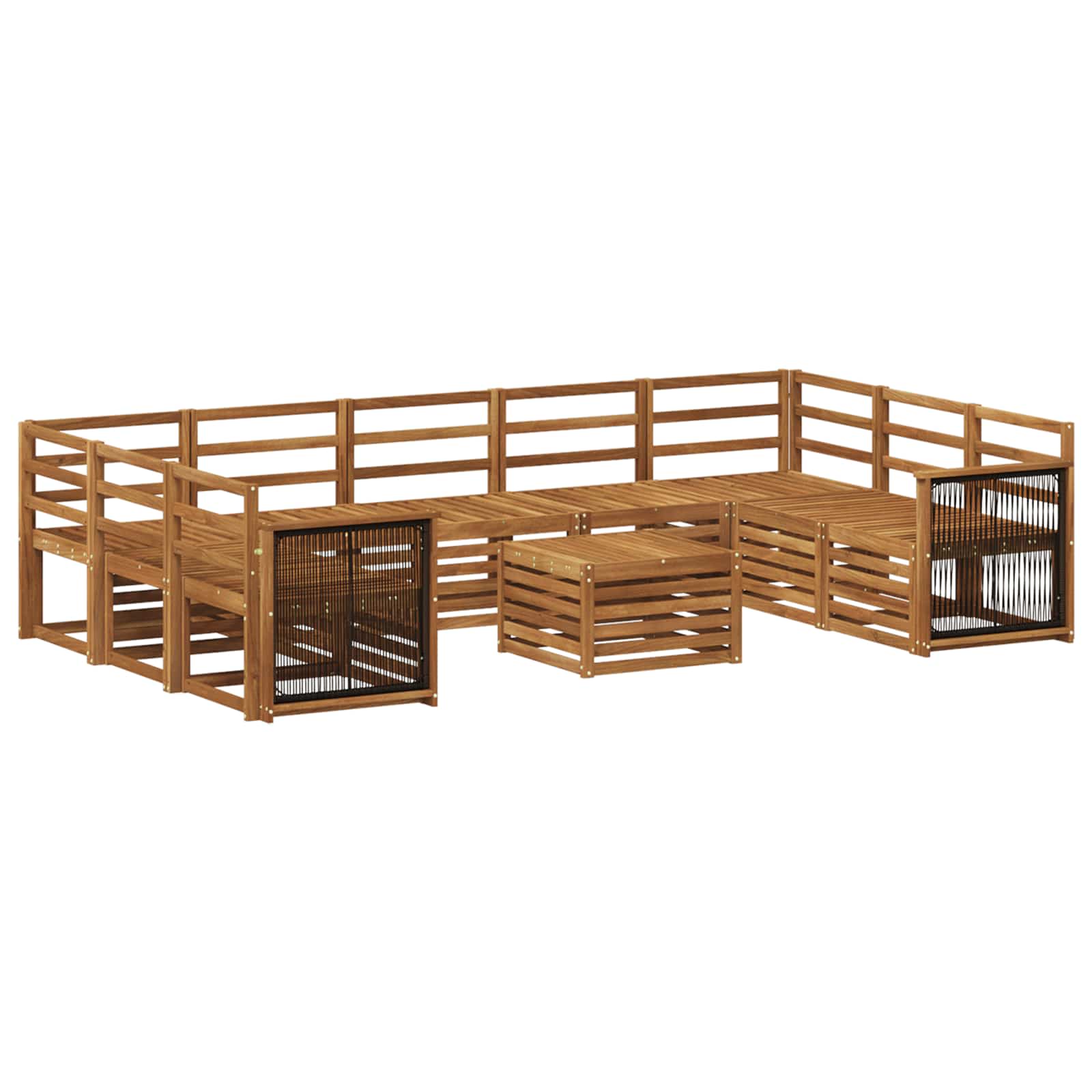 vidaXL Sofa-Sets 10 pcs Natuurlijk en Crème Massief Acaciahout