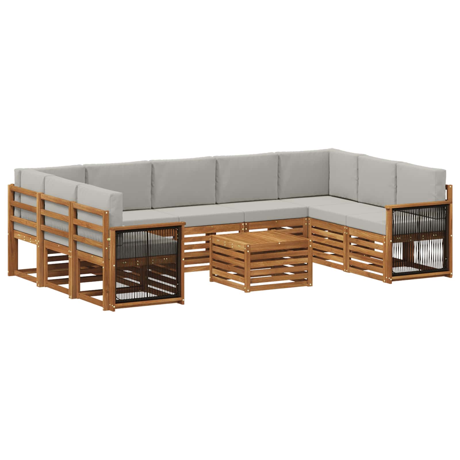 vidaXL Sofa-Sets 10 pcs Natuurlijk en Crème Massief Acaciahout