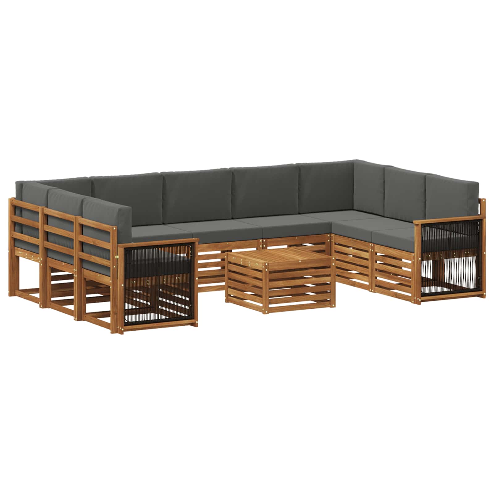 vidaXL Sofa-Sets 10 pcs Natuurlijk en Crème Massief Acaciahout