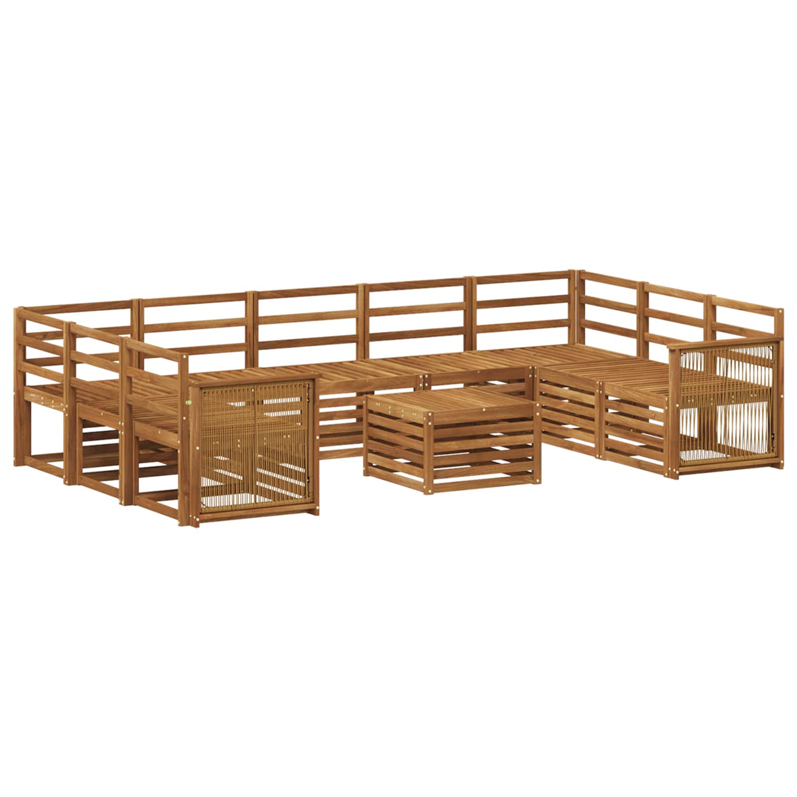 vidaXL Sofa-Sets 10 pcs Natuurlijk en Crème Massief Acaciahout