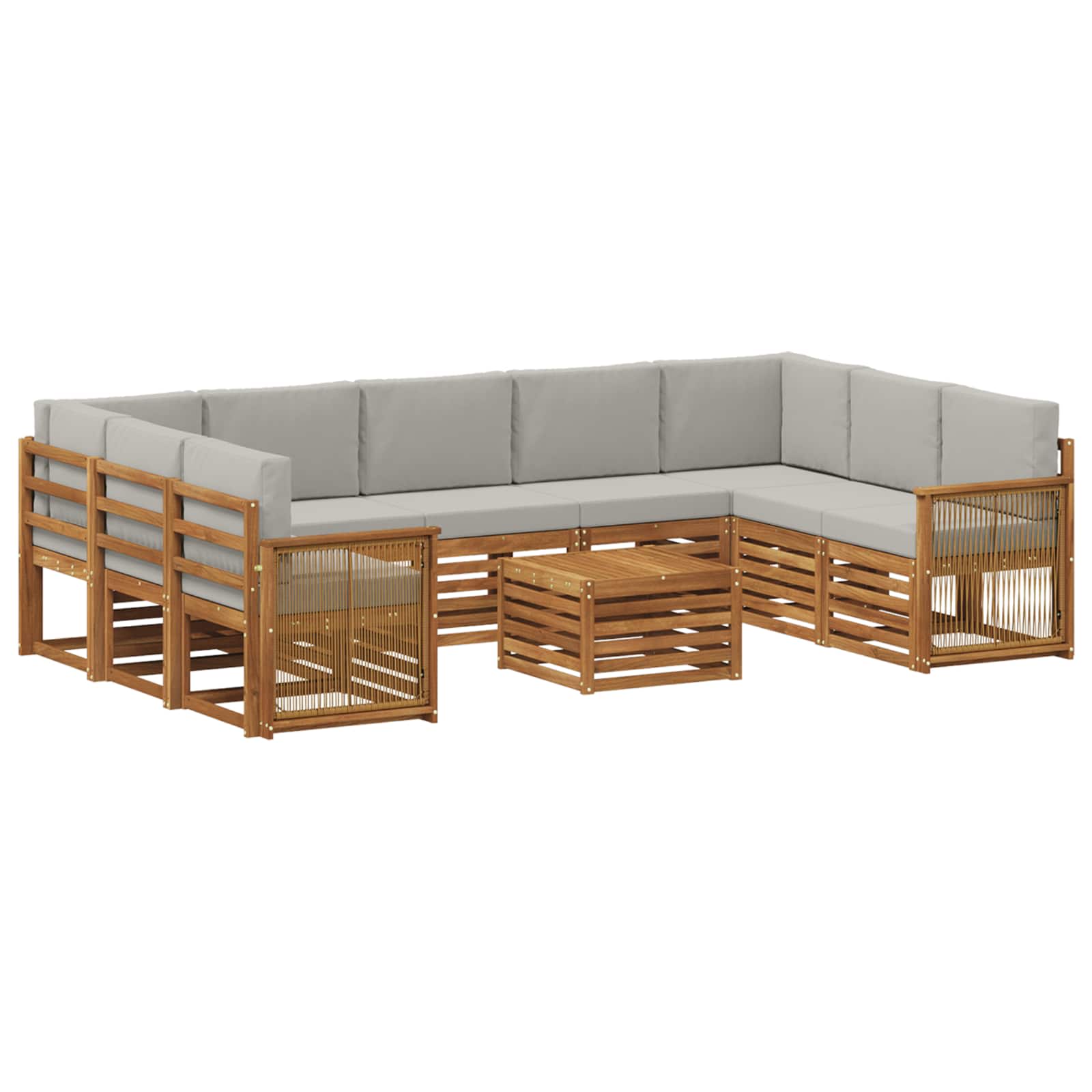 vidaXL Sofa-Sets 10 pcs Natuurlijk en Crème Massief Acaciahout