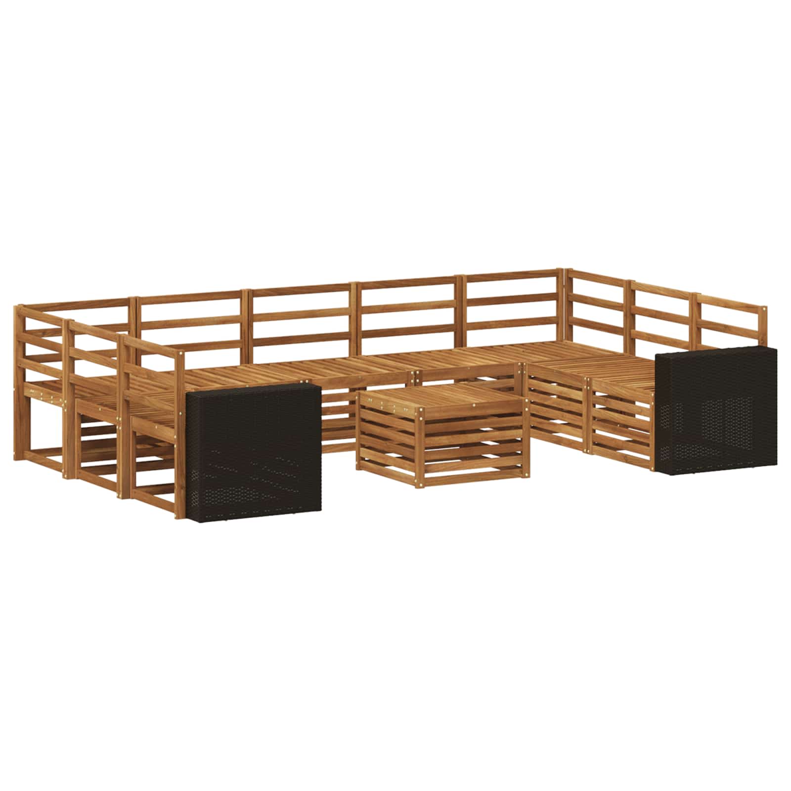 vidaXL Sofa-Sets 10 pcs Natuurlijk en Crème Massief Acaciahout