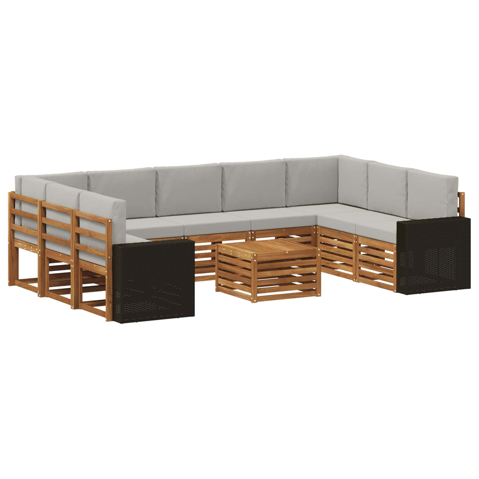 vidaXL Sofa-Sets 10 pcs Natuurlijk en Crème Massief Acaciahout
