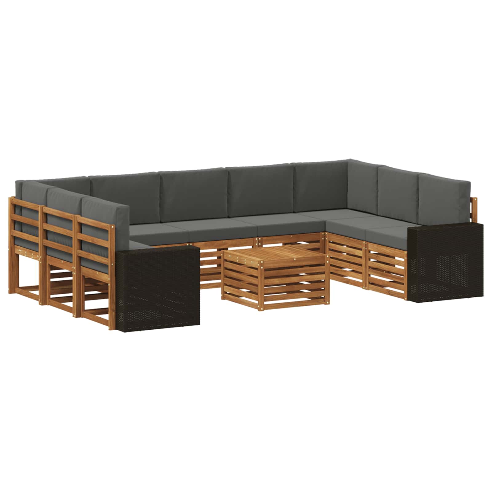 vidaXL Sofa-Sets 10 pcs Natuurlijk en Crème Massief Acaciahout
