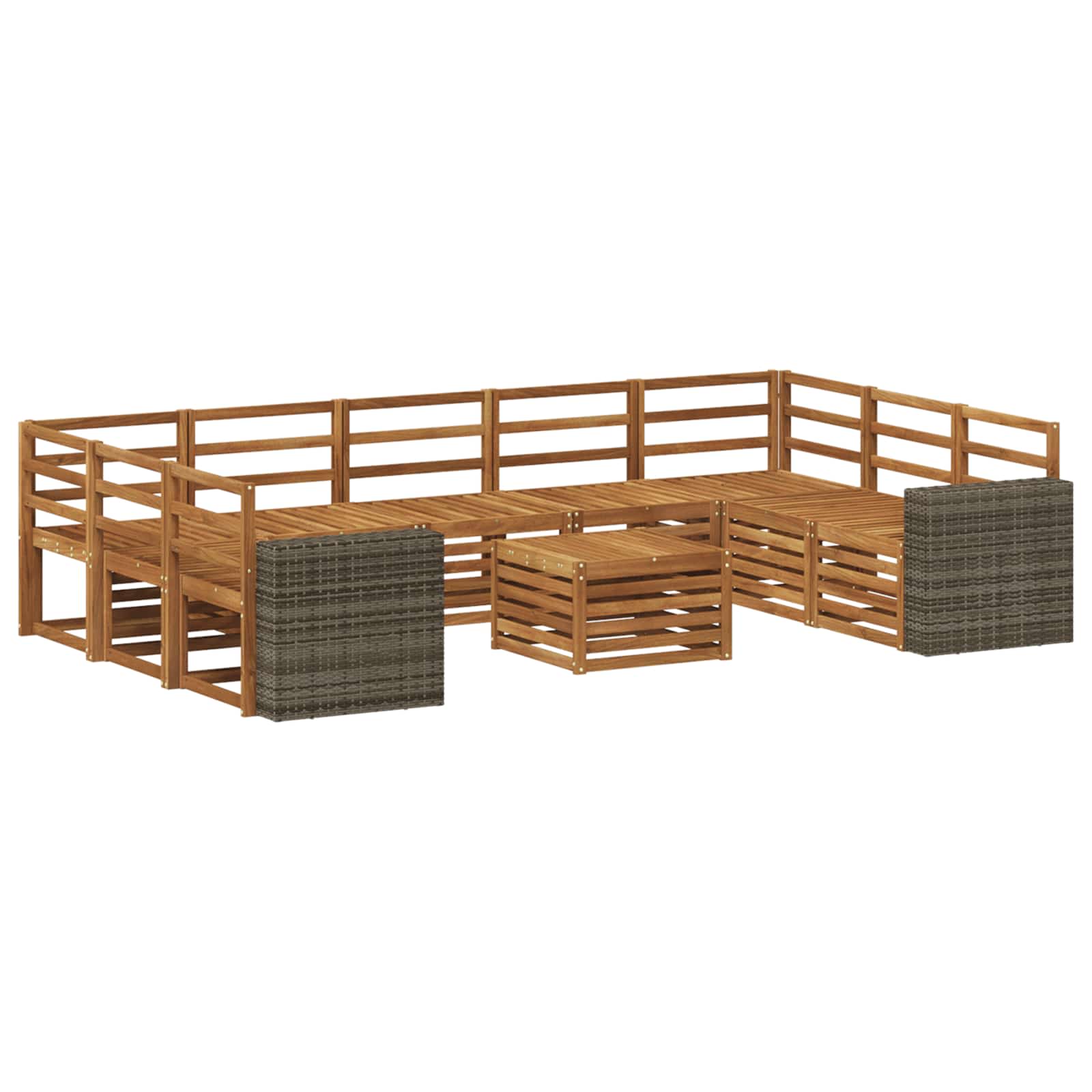 vidaXL Sofa-Sets 10 pcs Natuurlijk en Crème Massief Acaciahout