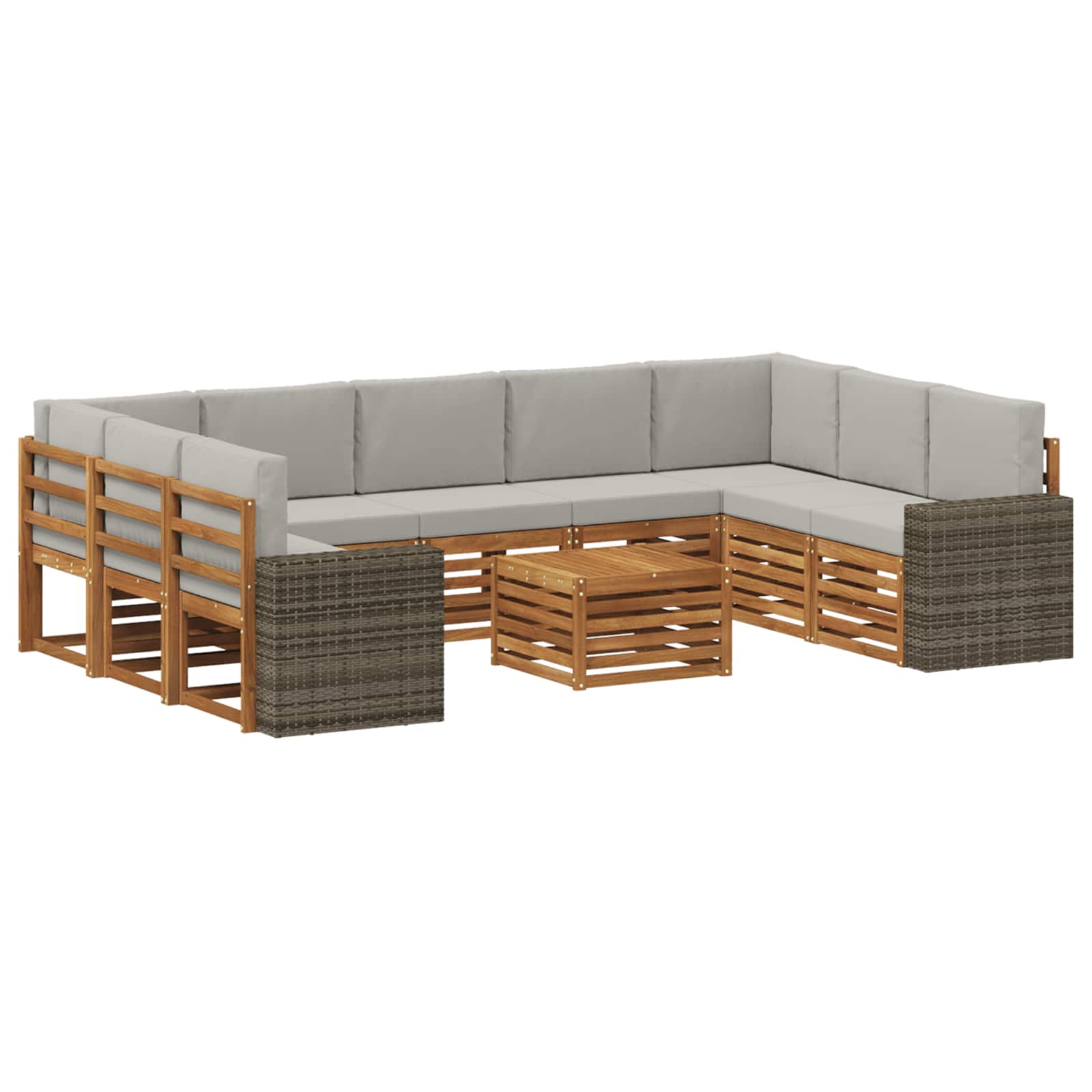 vidaXL Sofa-Sets 10 pcs Natuurlijk en Crème Massief Acaciahout
