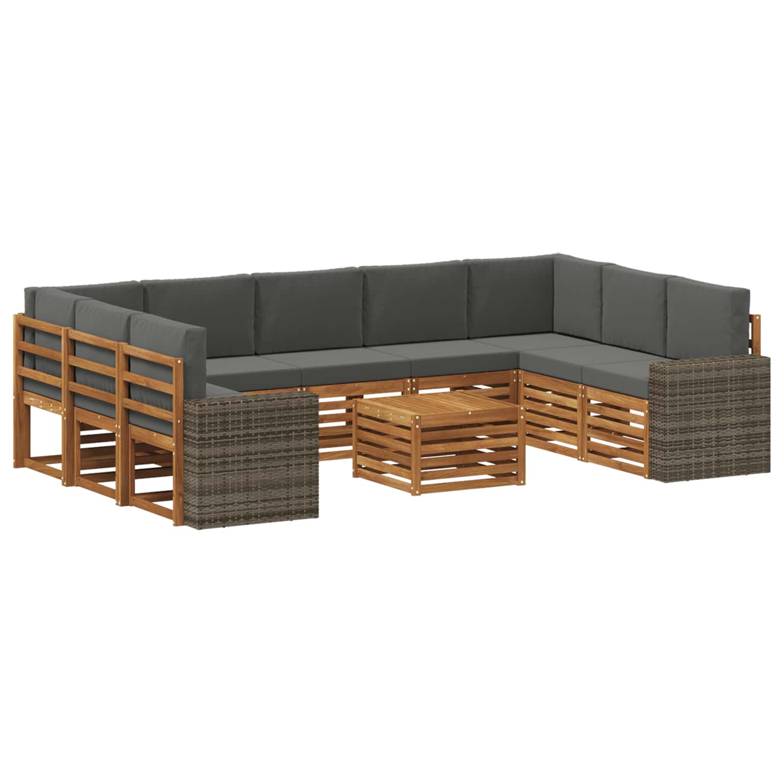 vidaXL Sofa-Sets 10 pcs Natuurlijk en Crème Massief Acaciahout