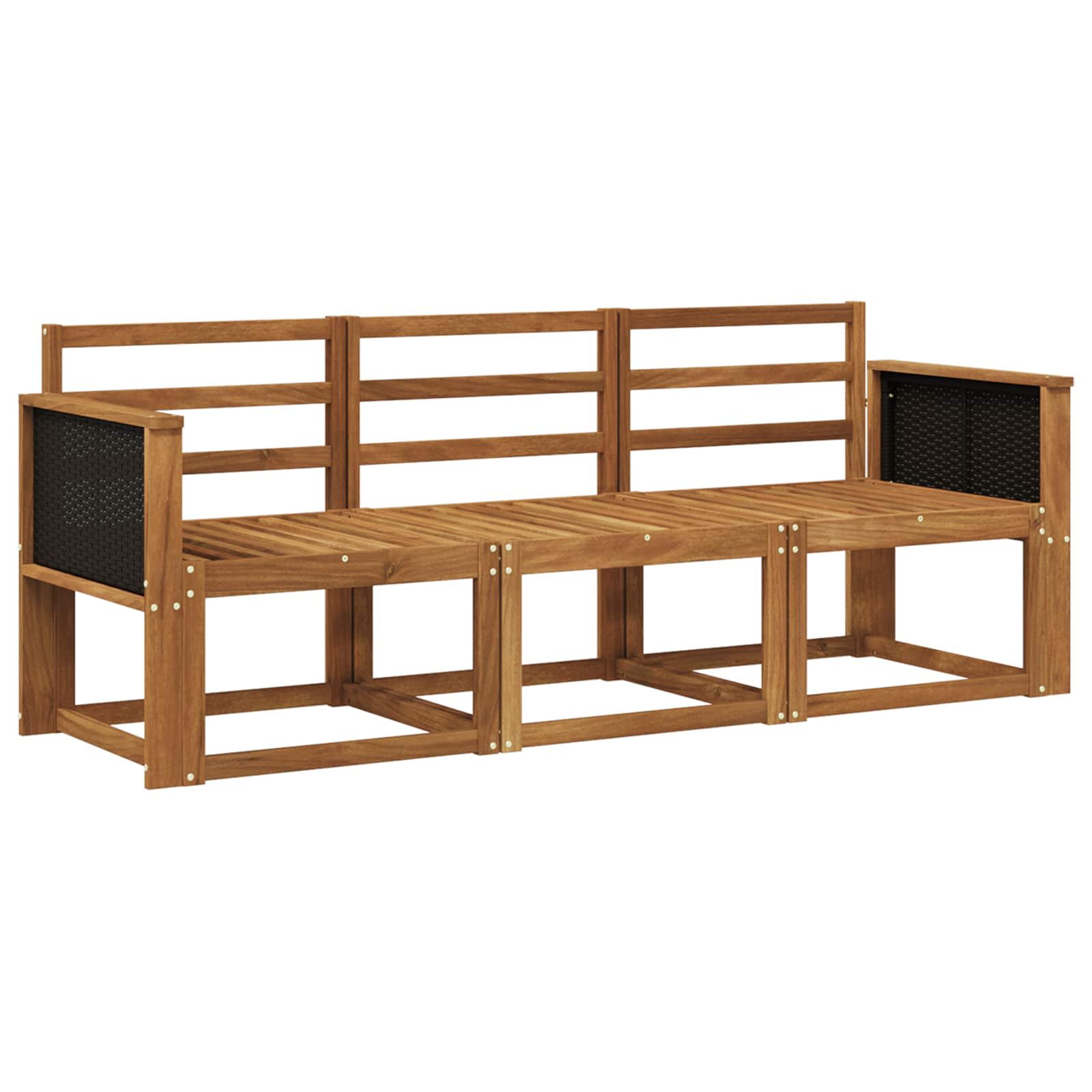 vidaXL Buiten bankenset 3 pcs Naturel Massief Acaciahout