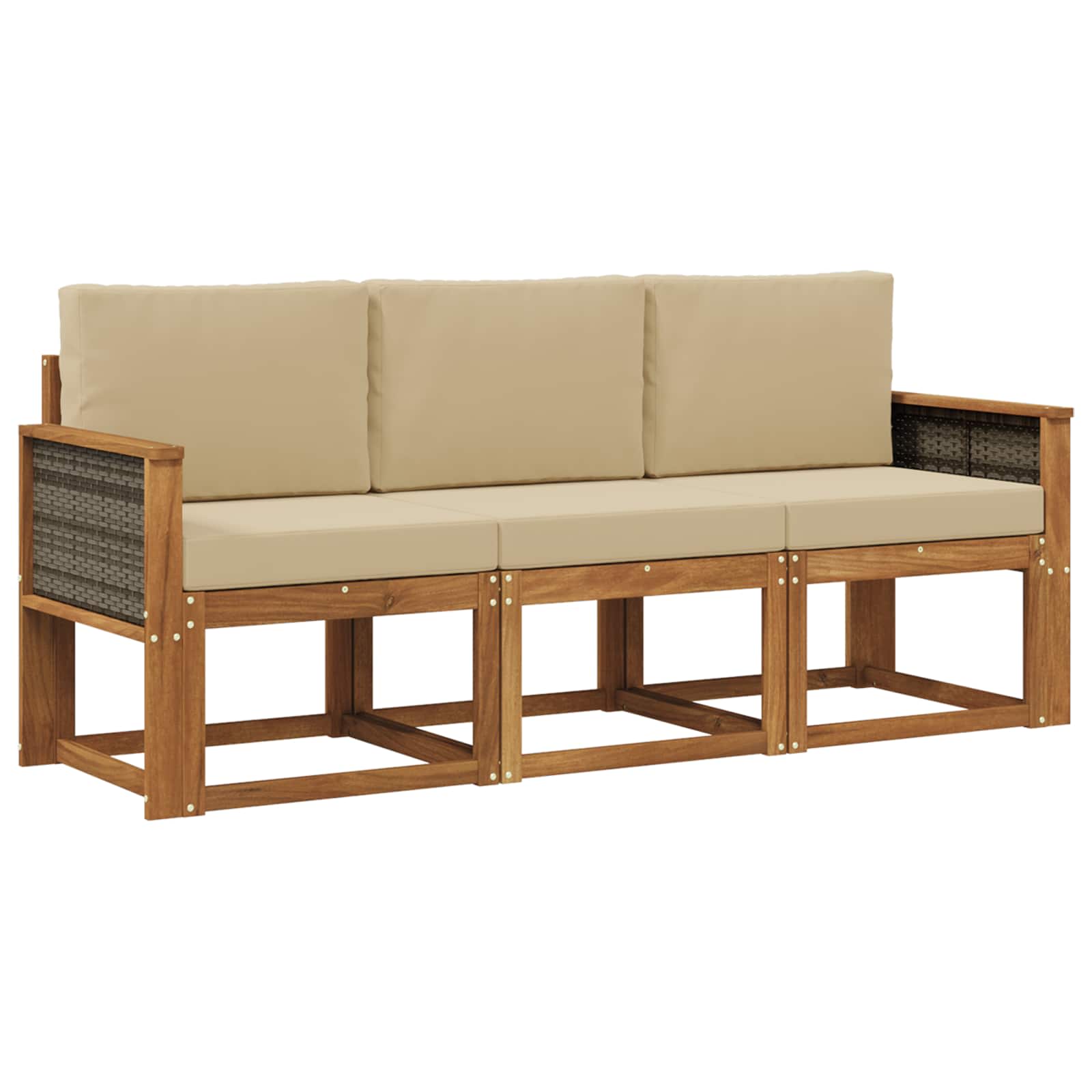vidaXL Buiten bankenset 3 pcs Naturel Massief Acaciahout