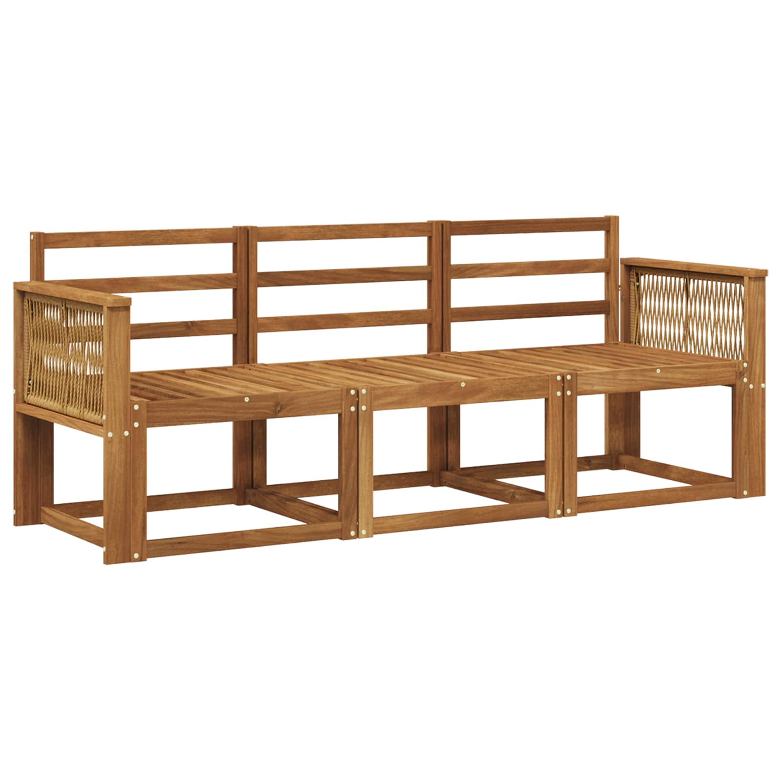 vidaXL Buiten bankenset 3 pcs Naturel Massief Acaciahout