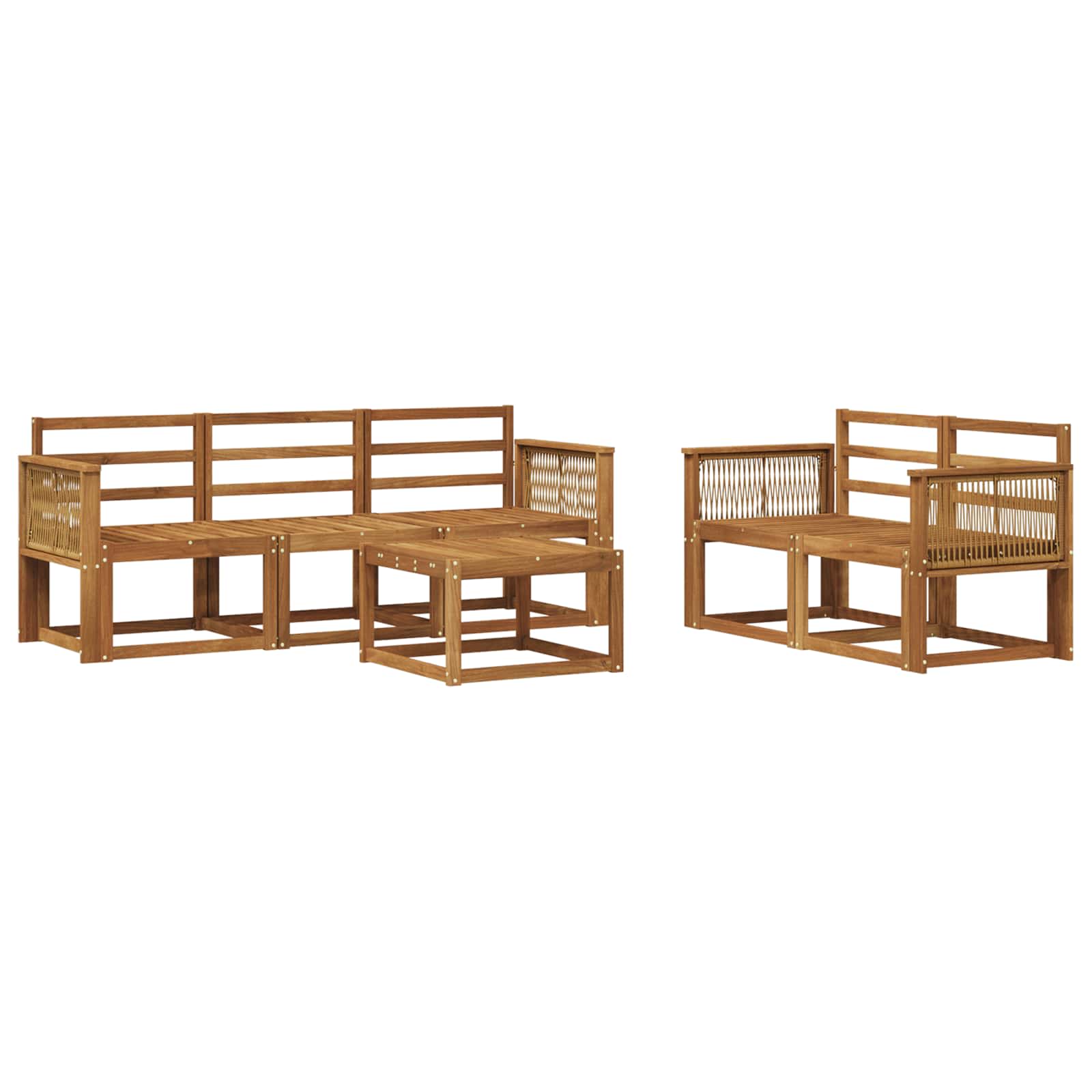 vidaXL Buiten bankenset 6 pcs Naturel Massief Acaciahout