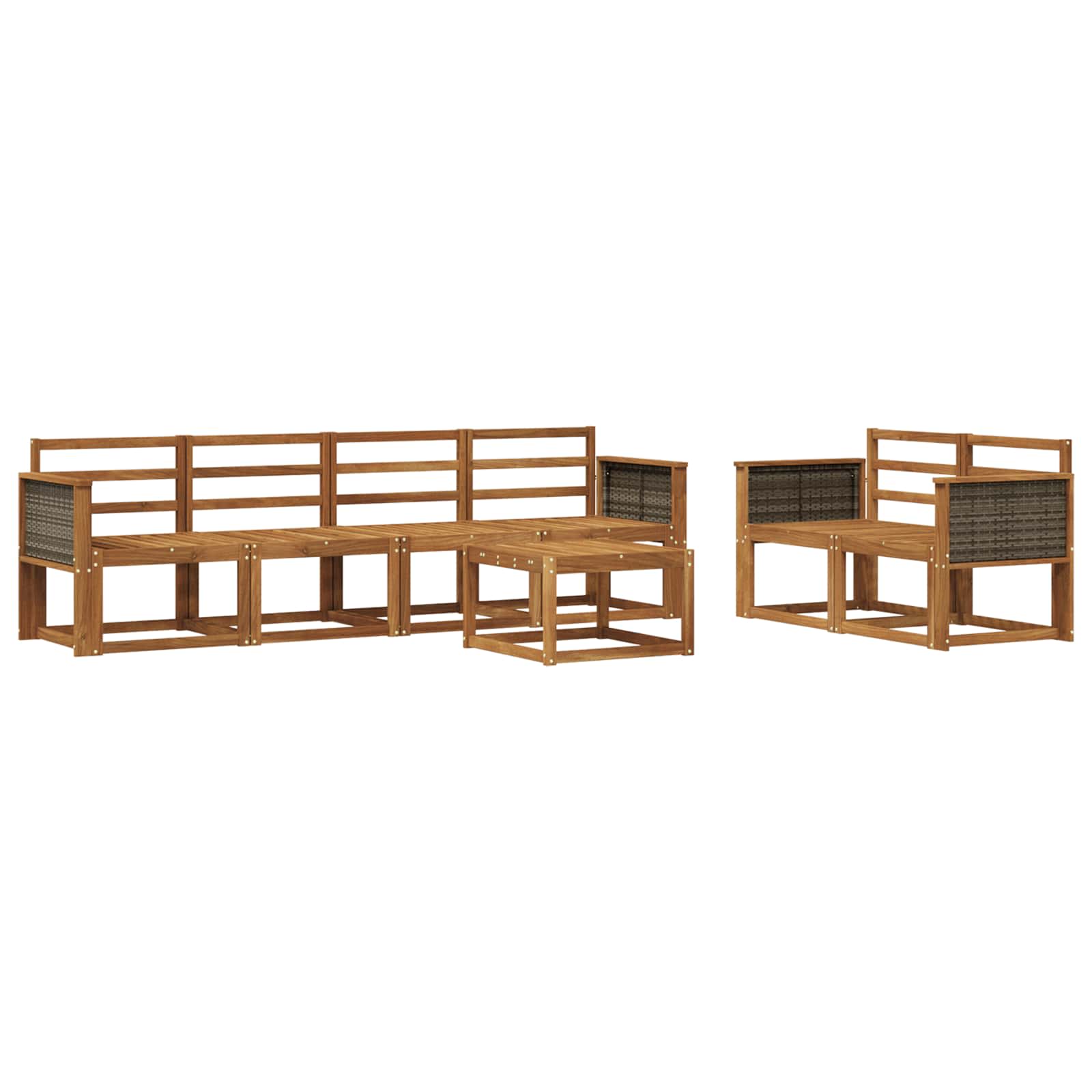 vidaXL Buiten bankenset 7 pcs Naturel Massief Acaciahout