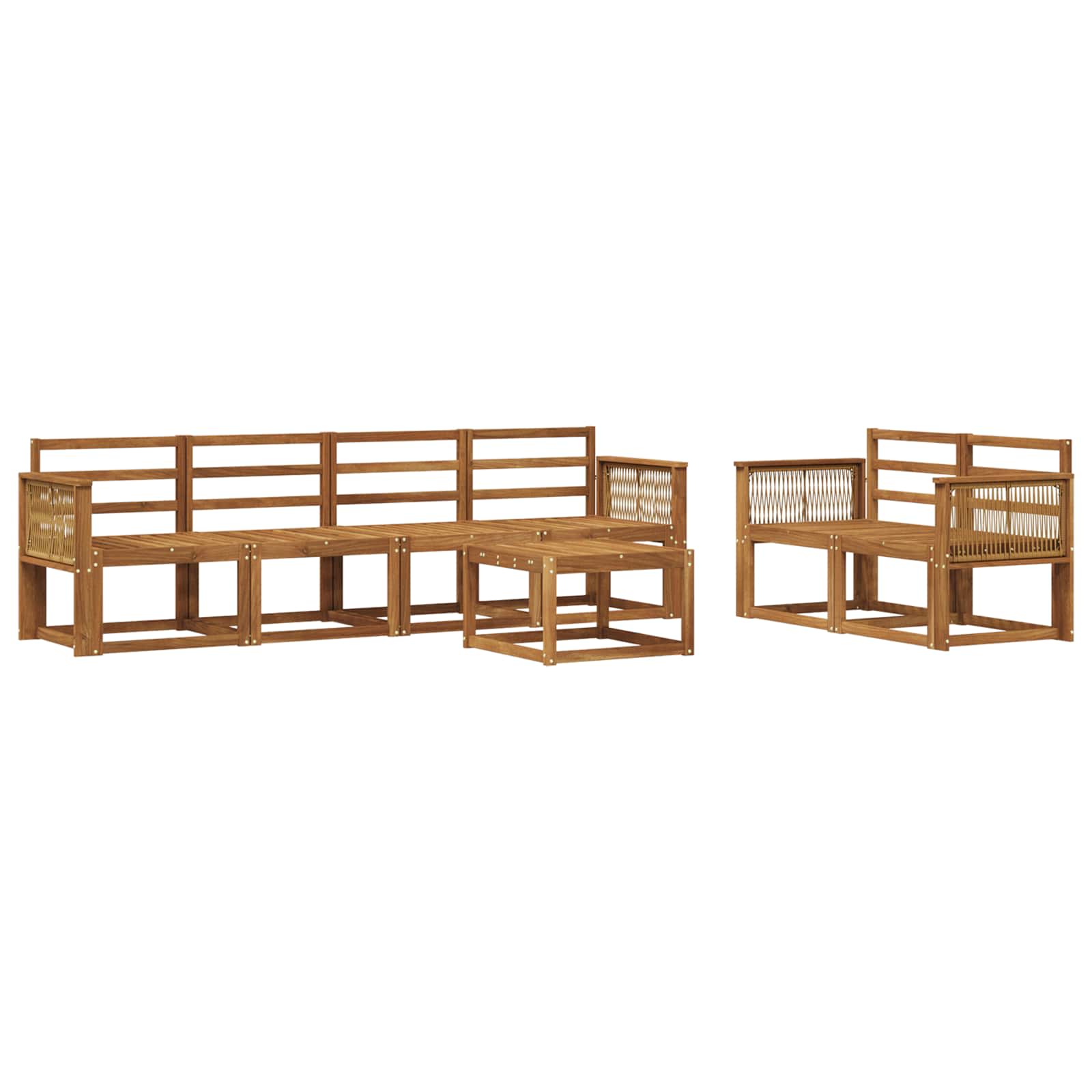 vidaXL Buiten bankenset 7 pcs Naturel Massief Acaciahout