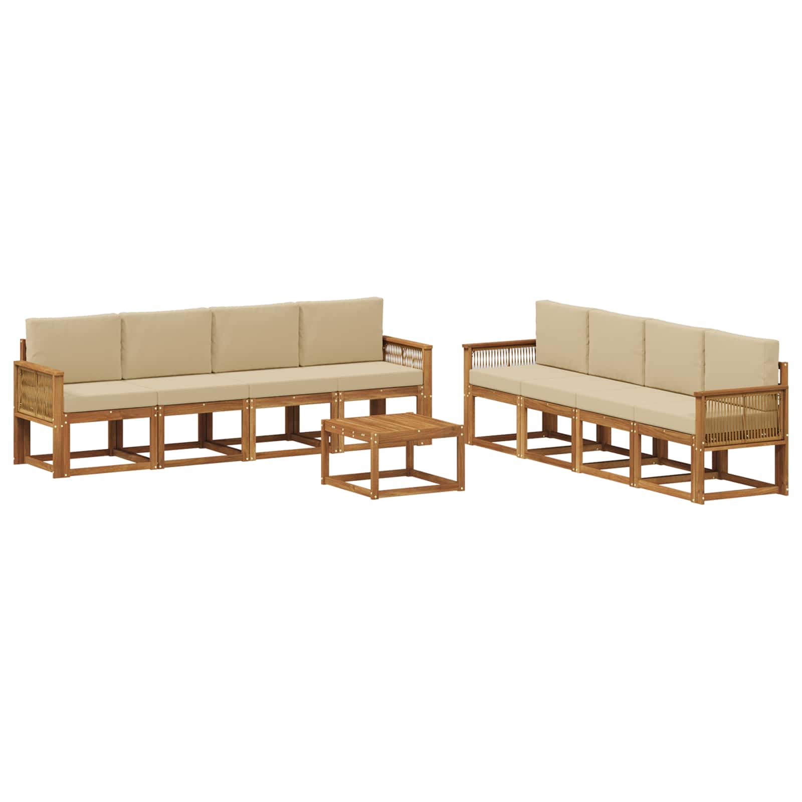 vidaXL Buiten bankenset 9 pcs Naturel Massief Acaciahout