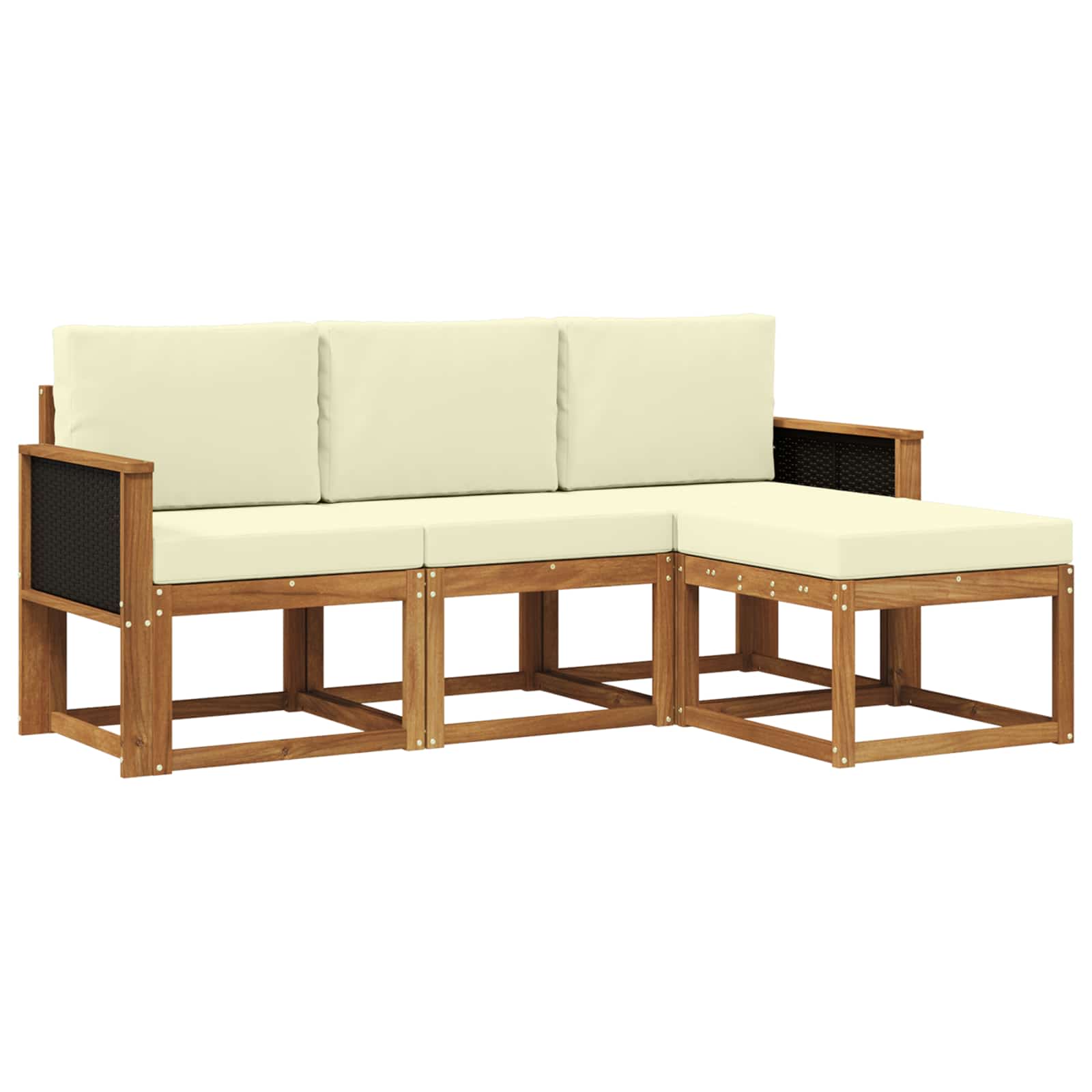 vidaXL Buiten bankenset 4 pcs Naturel