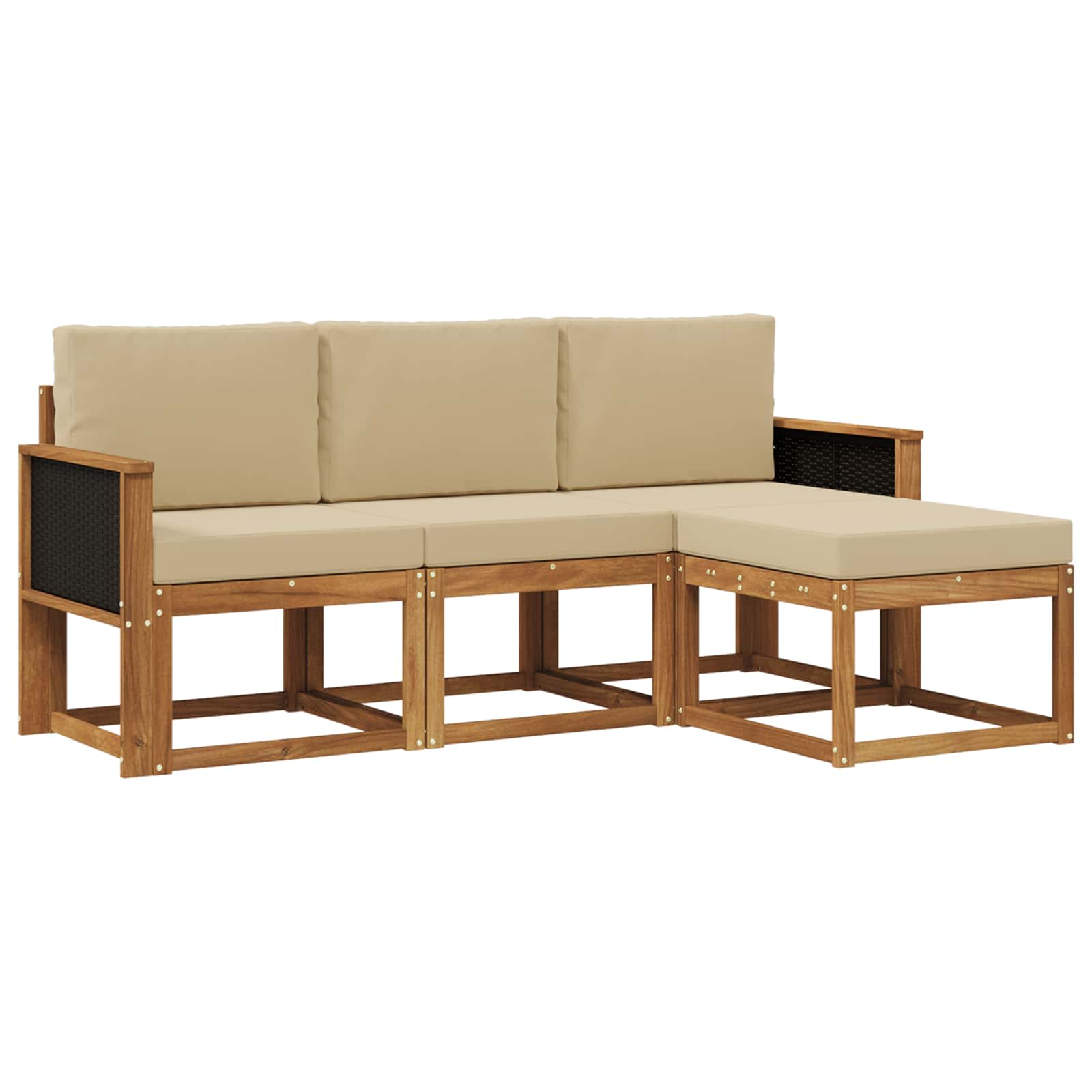 vidaXL Buiten bankenset 4 pcs Naturel