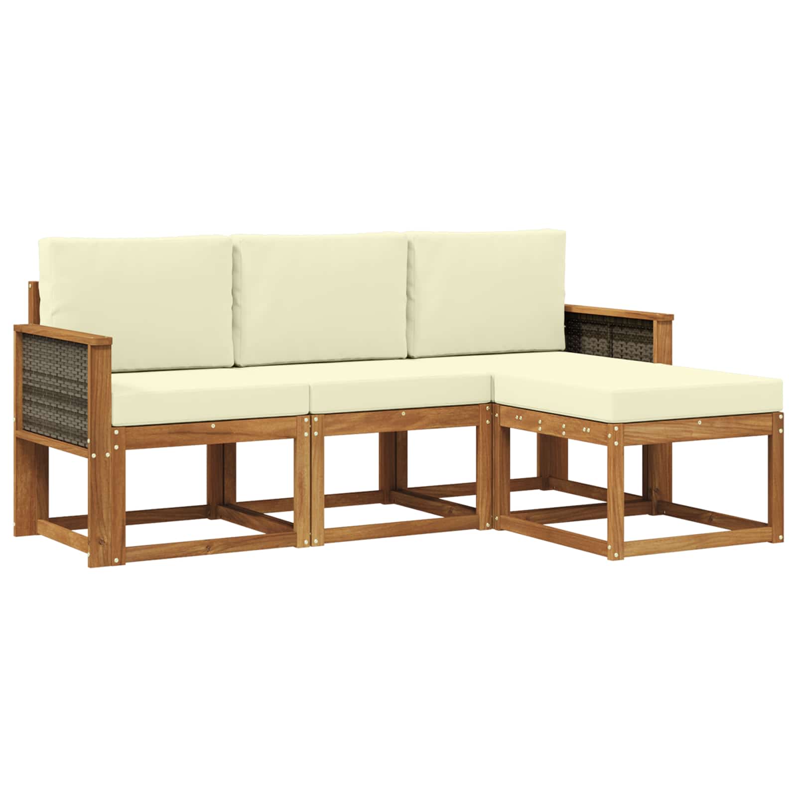 vidaXL Buiten bankenset 4 pcs Naturel
