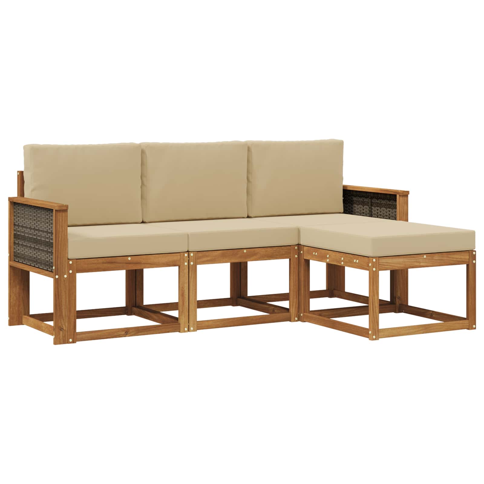 vidaXL Buiten bankenset 4 pcs Naturel