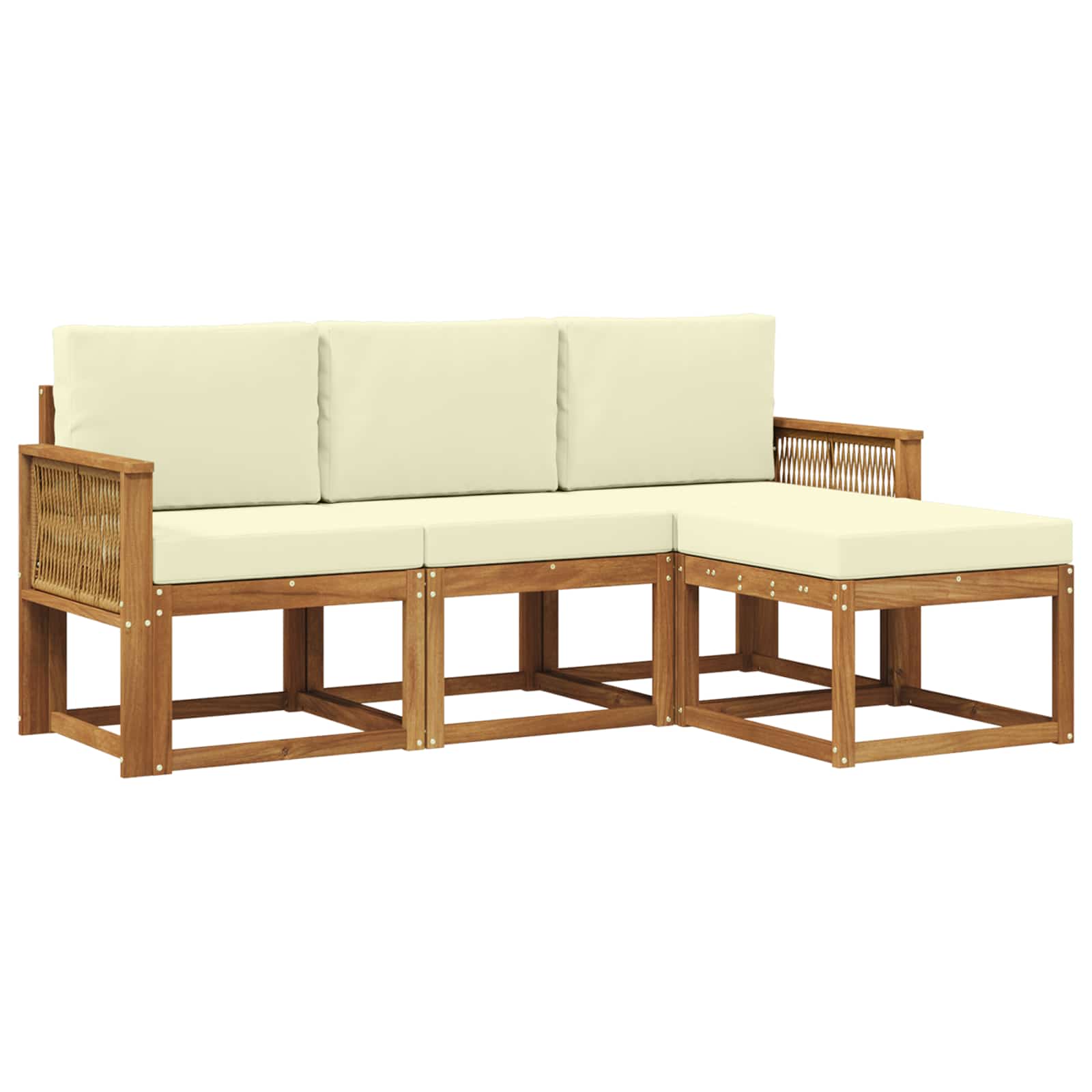 vidaXL Buiten bankenset 4 pcs Naturel