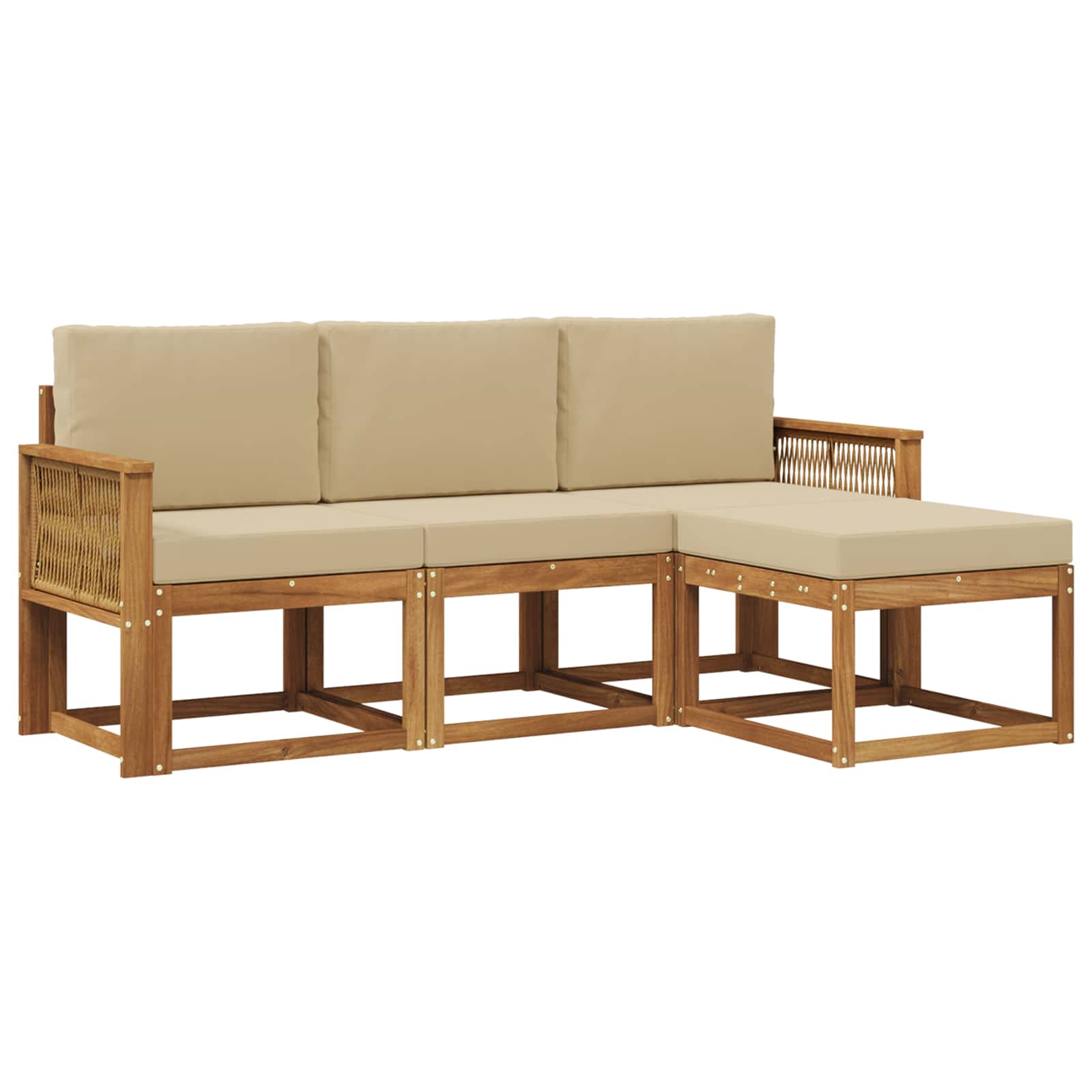 vidaXL Buiten bankenset 4 pcs Naturel