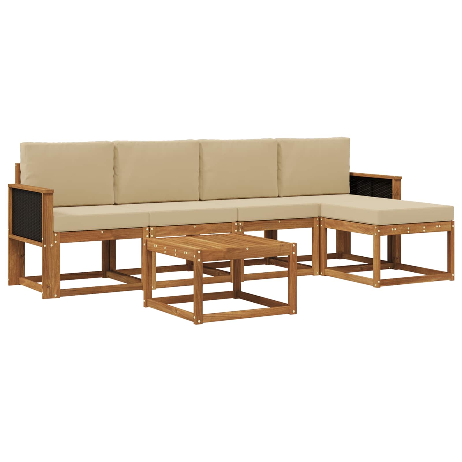 vidaXL Buiten bankenset 6 pcs Naturel Massief Acaciahout