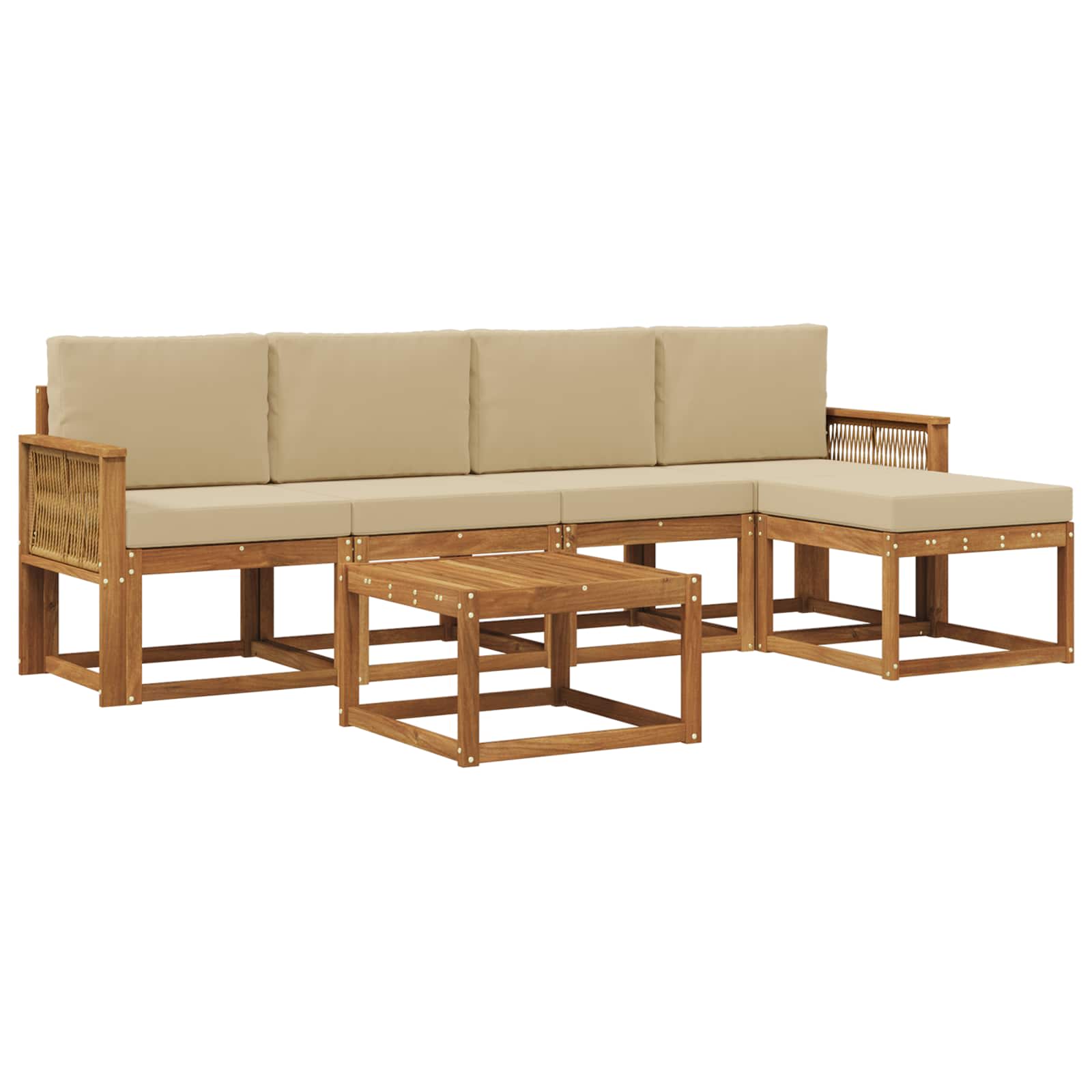 vidaXL Buiten bankenset 6 pcs Naturel Massief Acaciahout