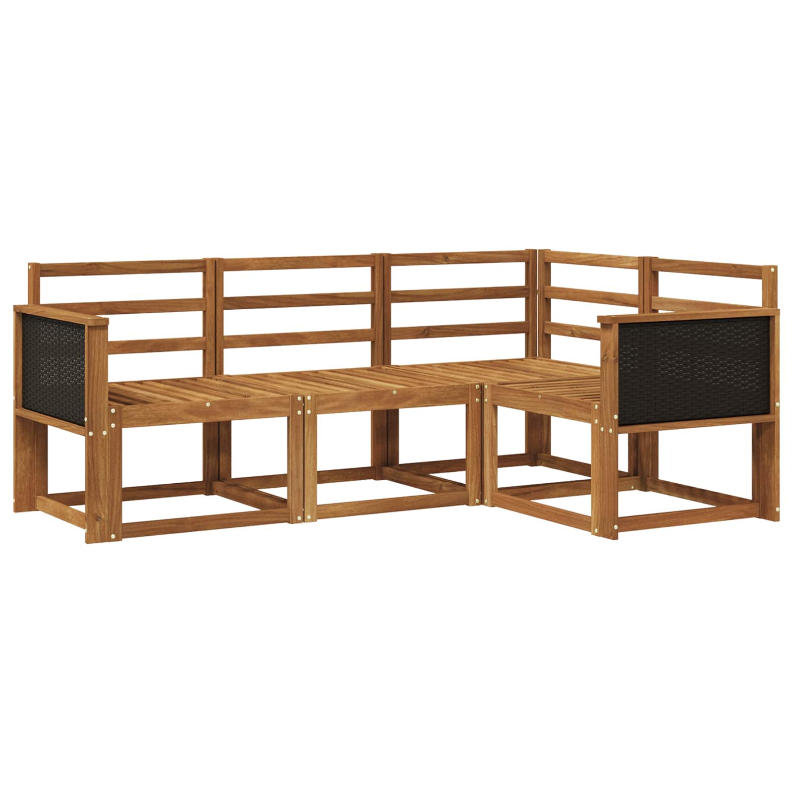 vidaXL Buiten bankenset met kussen 4 pcs Natuurlijk en Crème