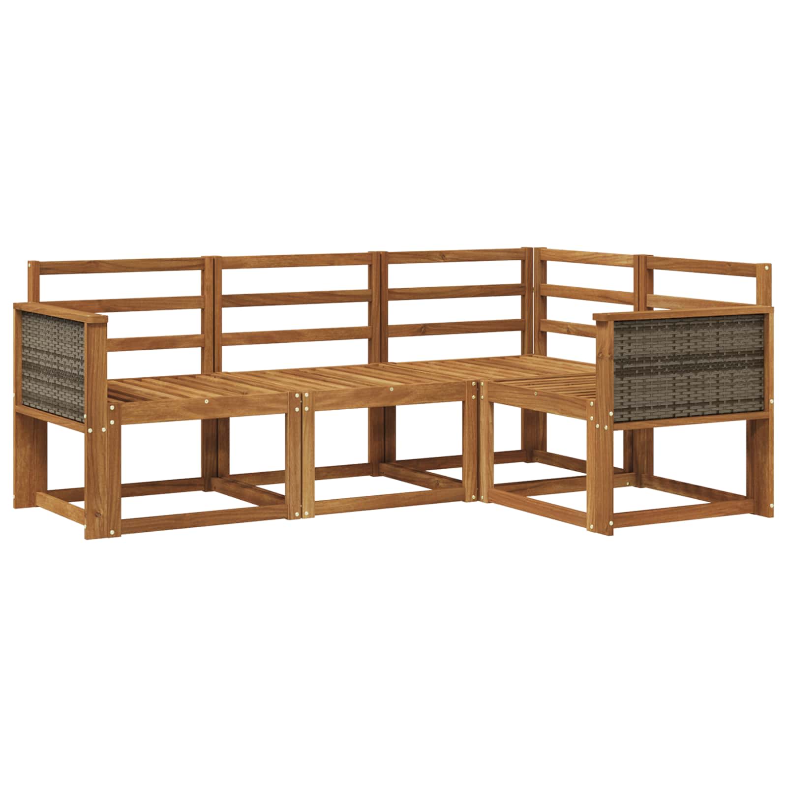 vidaXL Buiten bankenset met kussen 4 pcs Natuurlijk en Crème