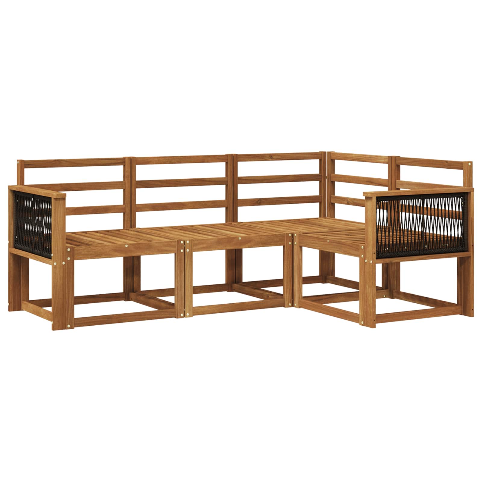 vidaXL Buiten bankenset met kussen 4 pcs Natuurlijk en Crème